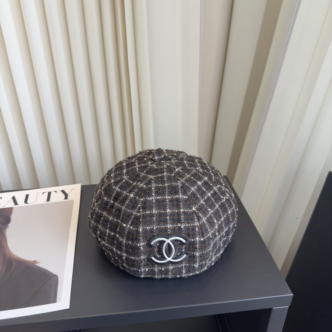 CHANEL Tweed Newsboy Cap