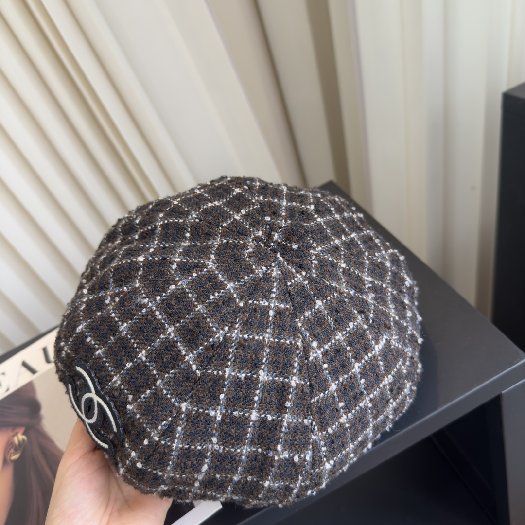 CHANEL Tweed Newsboy Cap