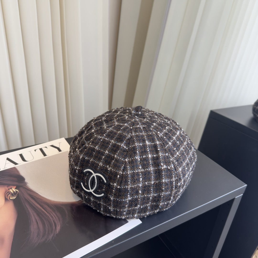 CHANEL Tweed Newsboy Cap