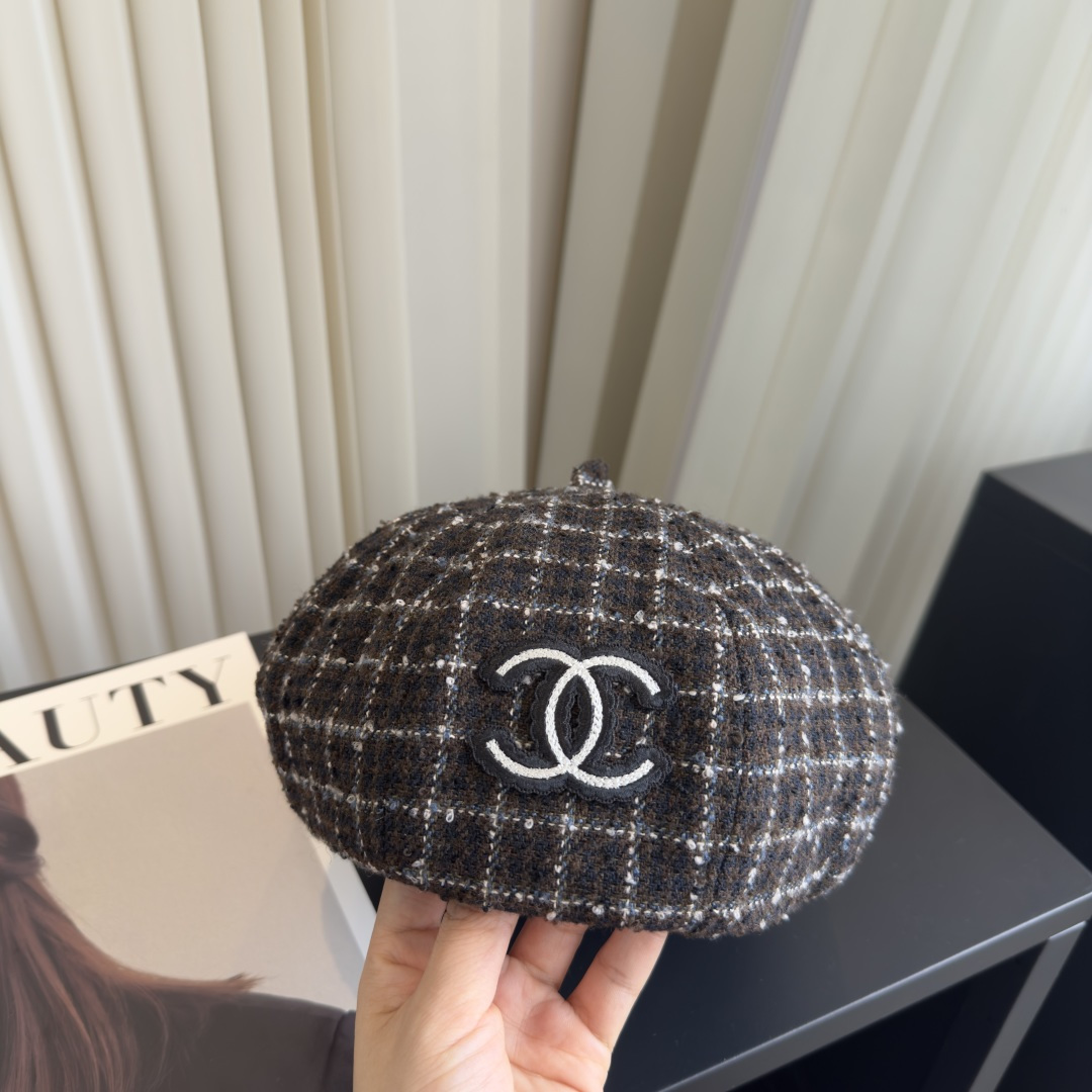 CHANEL Tweed Newsboy Cap