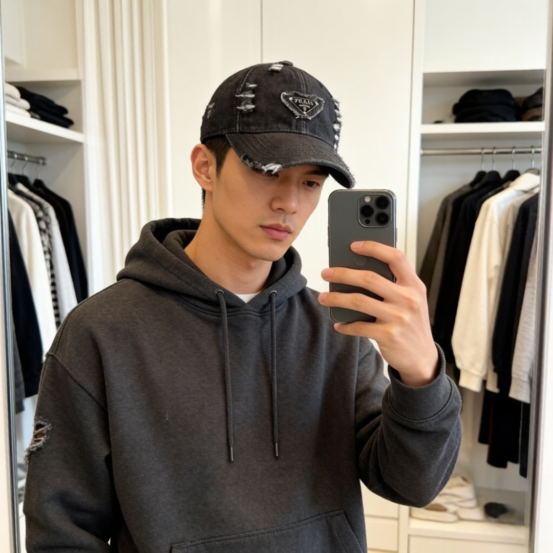 普拉达 PRADA 新品经典棒球帽 代购版本！时尚潮流，高端做工！非一般的品质，细节看实拍哦