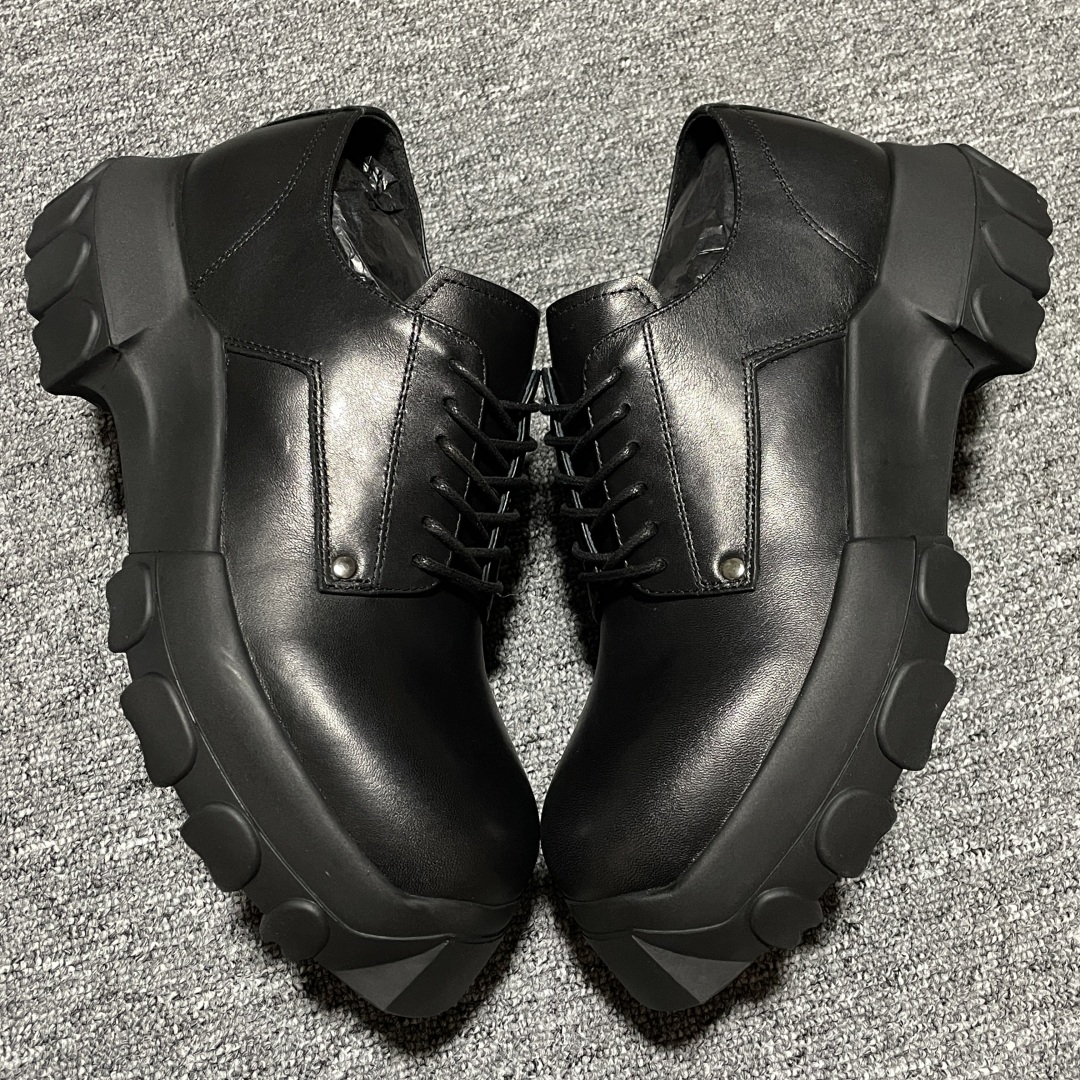  Rick Owens 瑞克欧文斯 Laceup Bozo Tractor 章鱼德比 低帮厚底休闲皮鞋 