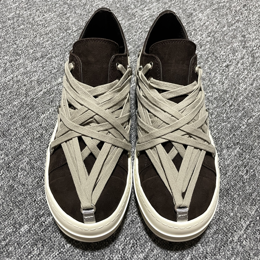 Rick Owens RO Mega 瑞克·歐文斯 瘋狂綁帶 高階零售外貿平臺專供版 原鞋開發拆解原版1:1復模裁片紙格 TPU奶香大底 雙層鞋墊 尺碼：36 37 38 39 40 41 42 43 44 45 46 編號：55PHTT1
