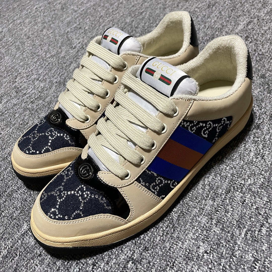   Gucci 古驰 Screener GG珐琅 复古老爹板鞋 海淘代购专供品质 正确楦型 正确固特异无