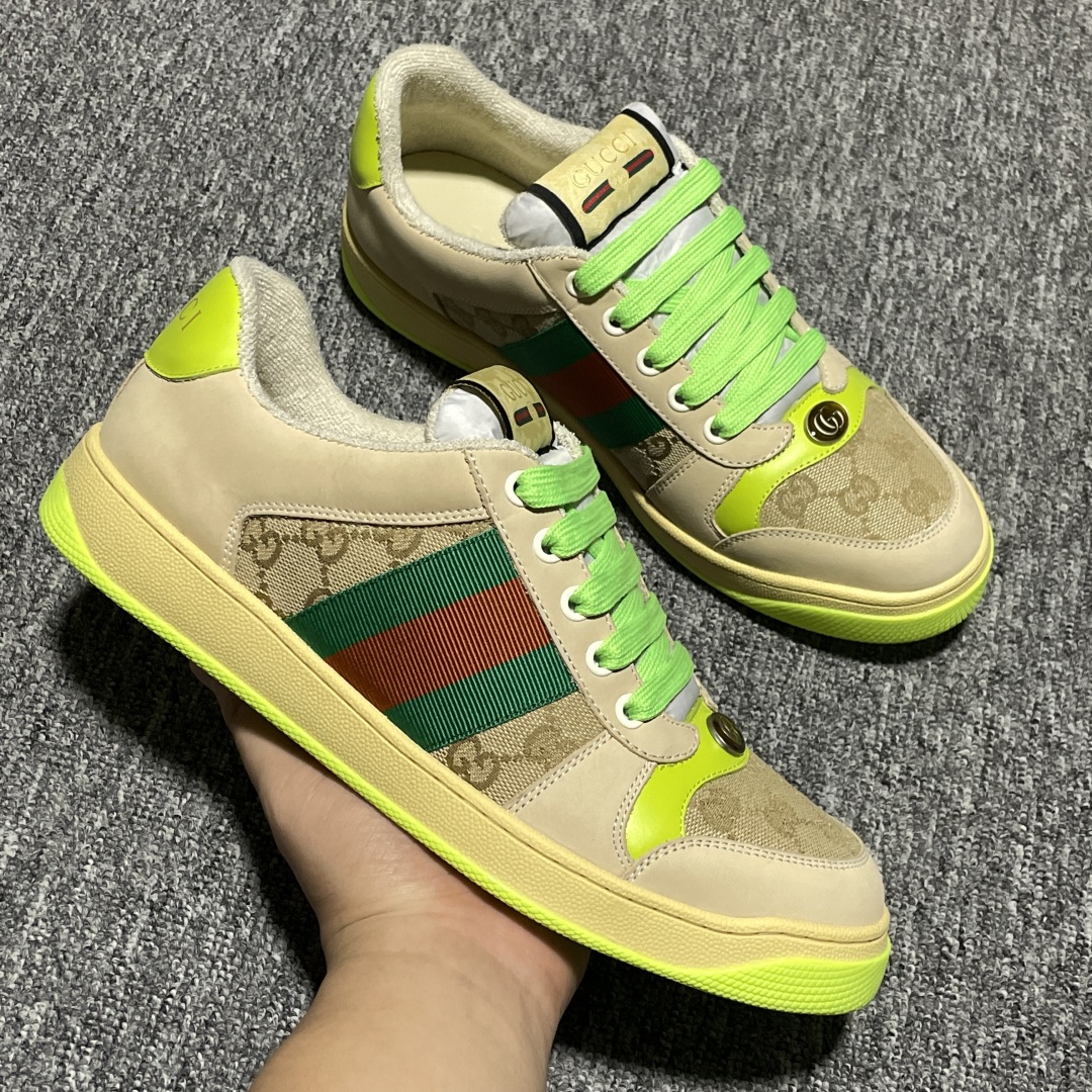   Gucci 古驰 Screener GG珐琅 复古老爹板鞋 海淘代购专供品质 正确楦型 正确固特异无