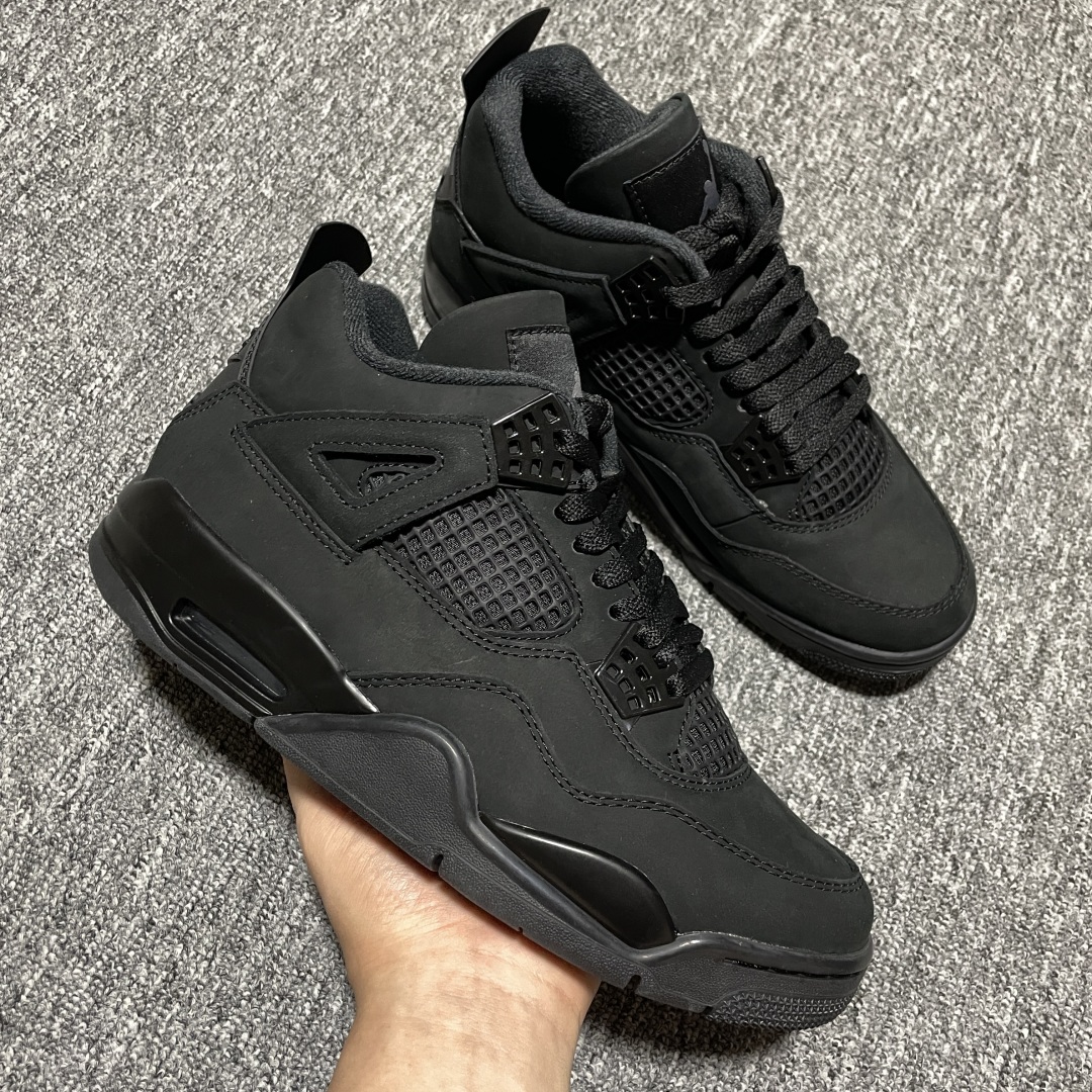   纯原 Air Jordan 4  Black Cat  AJ4乔4 文化篮球鞋 粉黑 FV5029-
