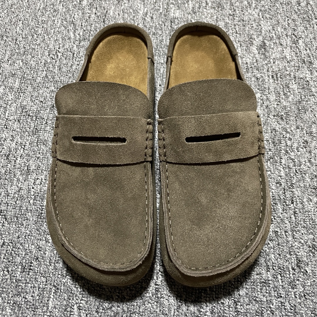  Birkenstock 博肯 Grobe 老钱风 穆勒系列包头乐福牛皮绒面革复古软木底休闲拖鞋 时下大