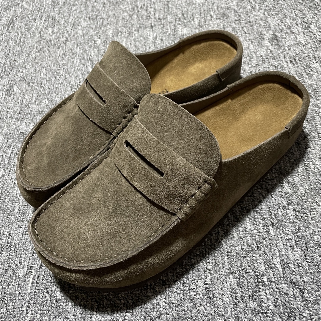  Birkenstock 博肯 Grobe 老钱风 穆勒系列包头乐福牛皮绒面革复古软木底休闲拖鞋 时下大