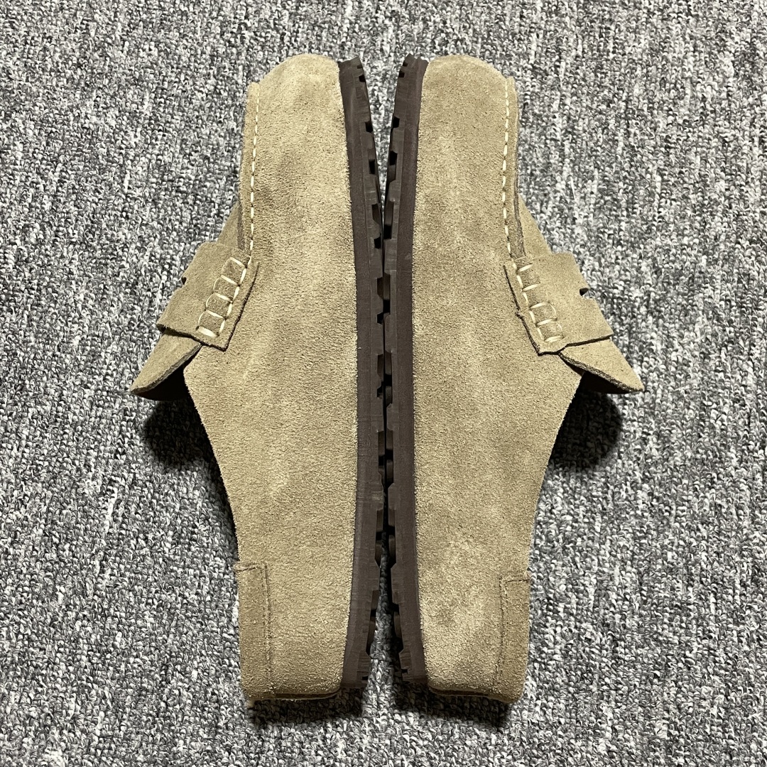  Birkenstock 博肯 Grobe 老钱风 穆勒系列包头乐福牛皮绒面革复古软木底休闲拖鞋 时下大