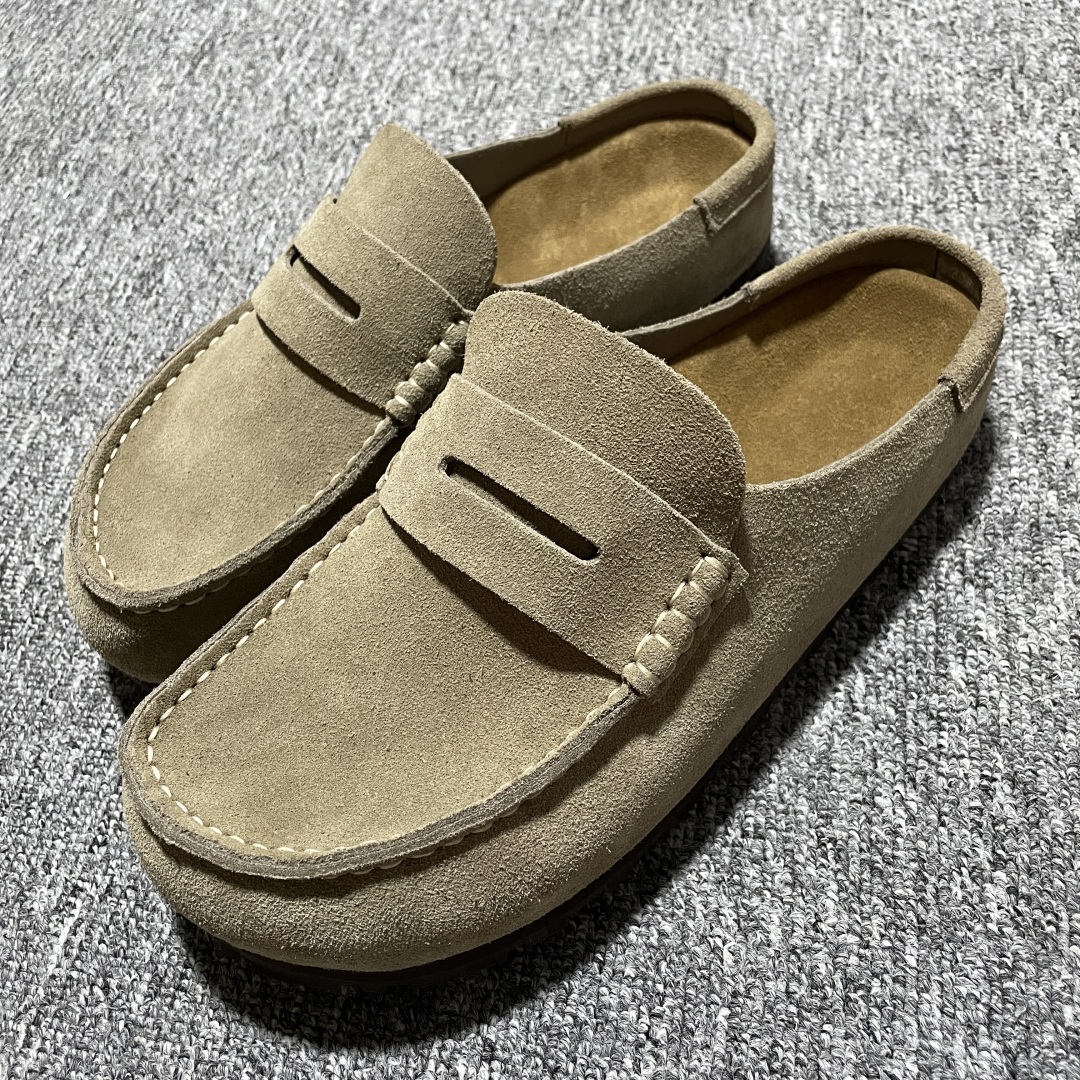  Birkenstock 博肯 Grobe 老钱风 穆勒系列包头乐福牛皮绒面革复古软木底休闲拖鞋 时下大