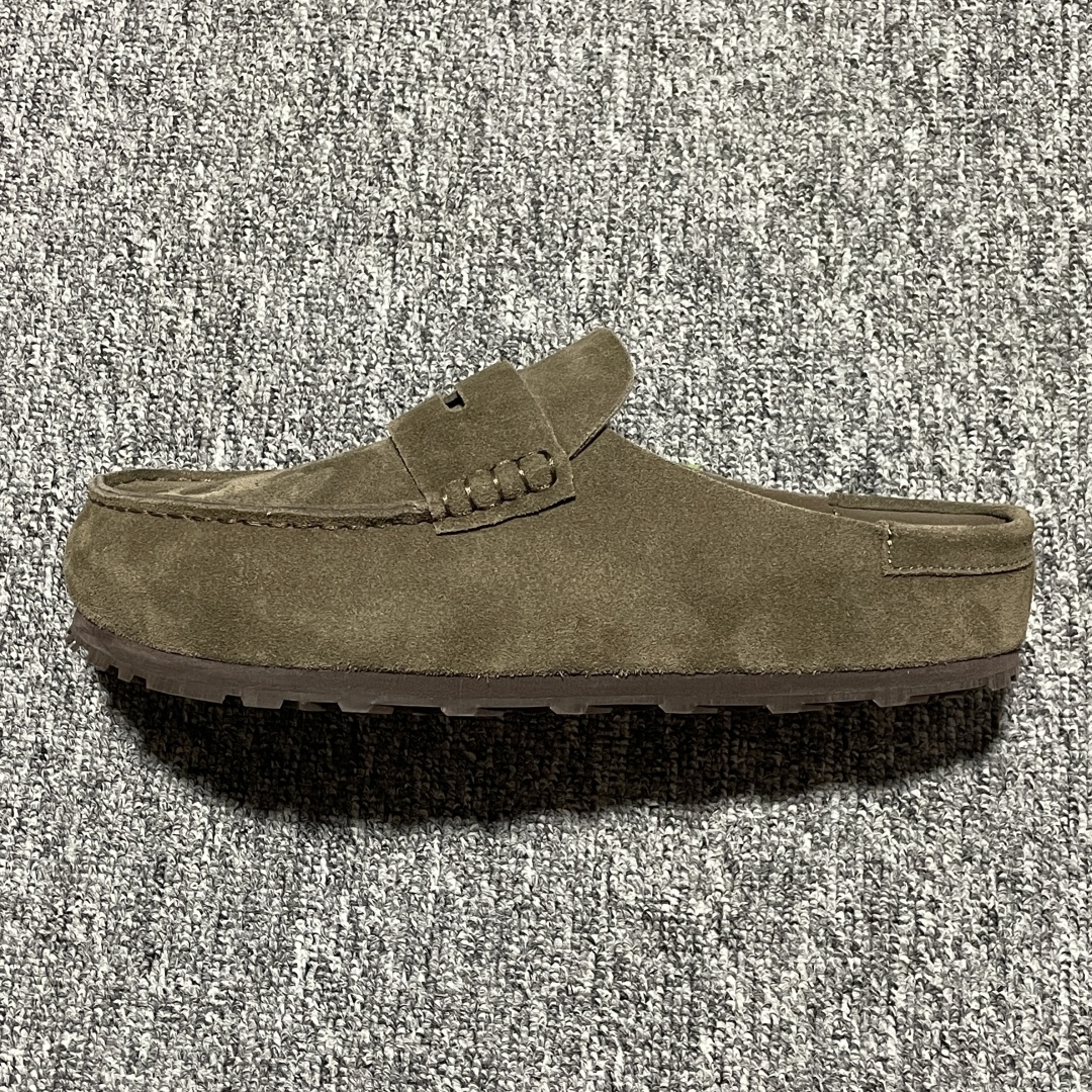  Birkenstock 博肯 Grobe 老钱风 穆勒系列包头乐福牛皮绒面革复古软木底休闲拖鞋 时下大