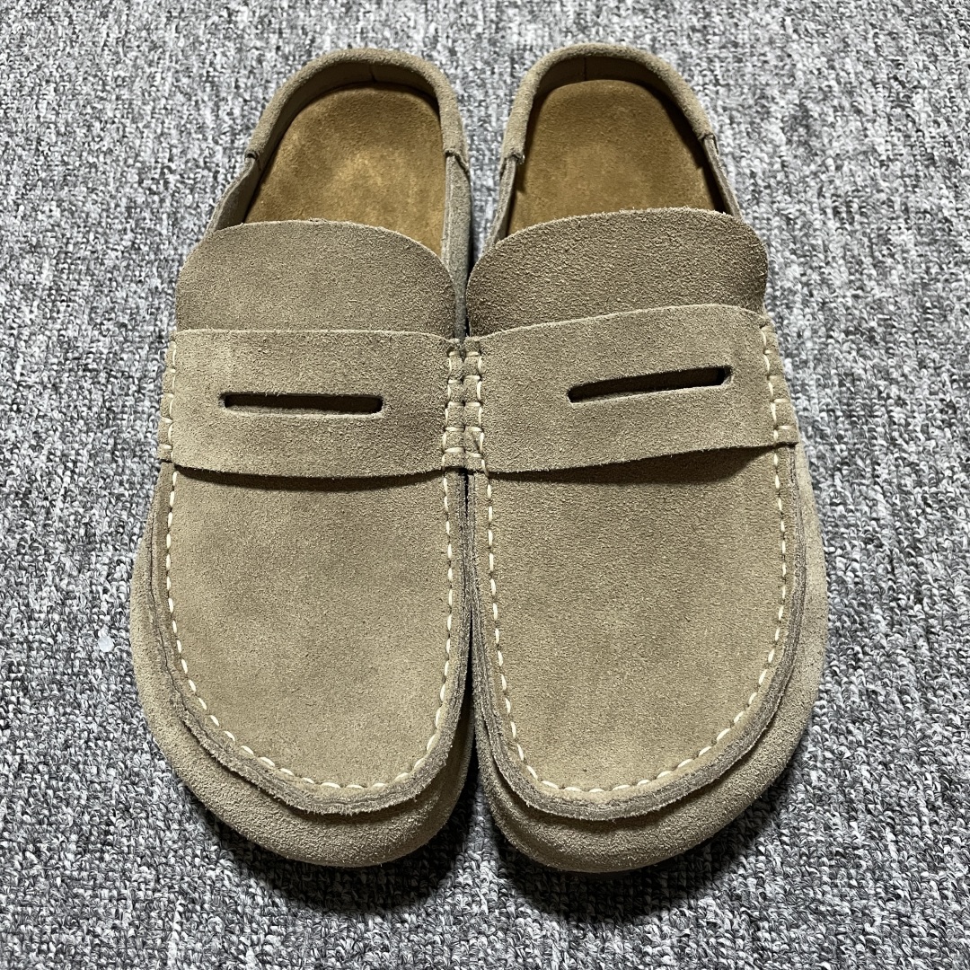  Birkenstock 博肯 Grobe 老钱风 穆勒系列包头乐福牛皮绒面革复古软木底休闲拖鞋 时下大