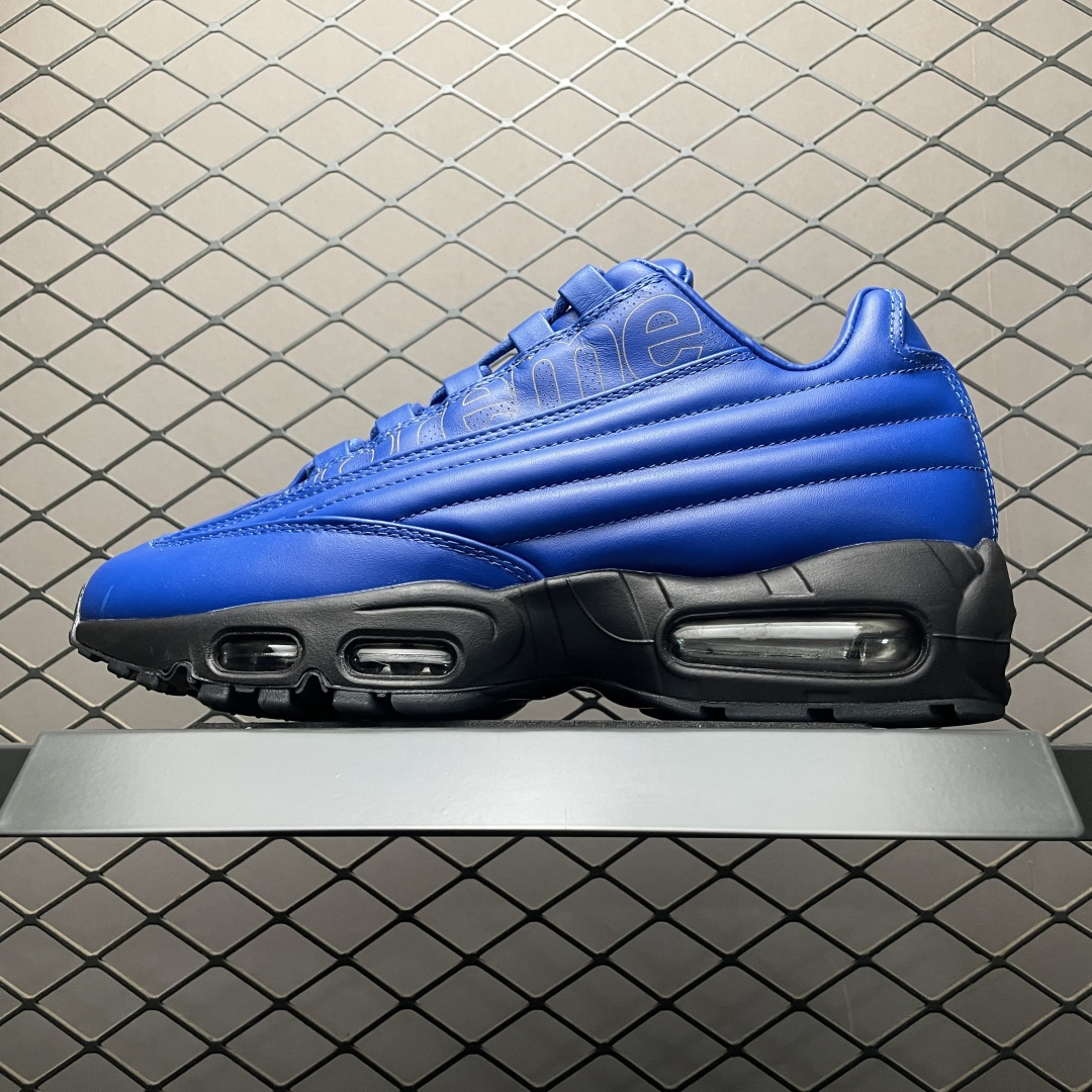 宝蓝CI0999 纯原 Supreme x NK Air Max 95 LUX 联名款 气垫跑鞋 独家出货 平台外贸 高端零售专供品质 全鞋身采用原厂头层牛皮打造 激光雕刻工艺 原厂数据三层组合鞋垫 编号:45PFTT36