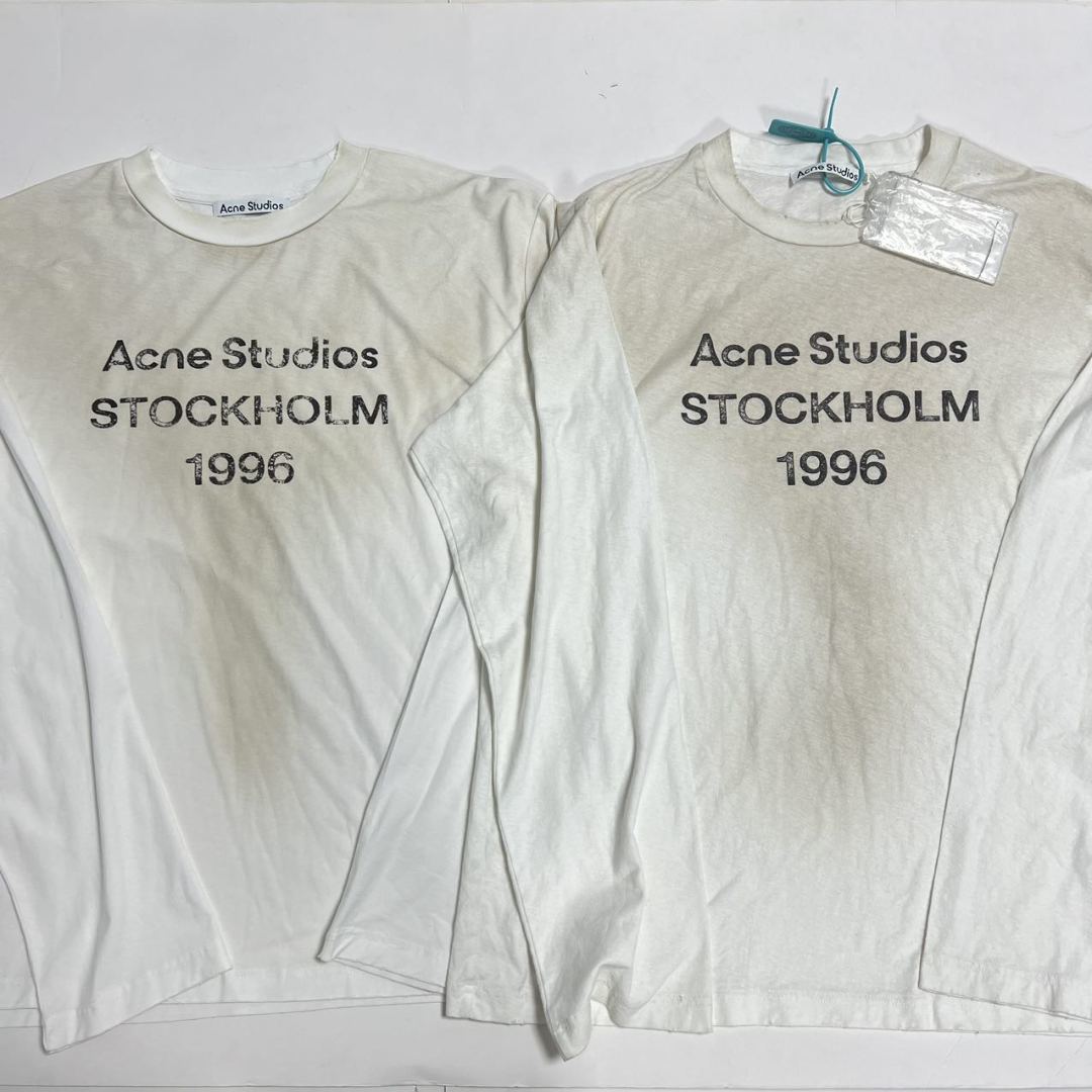 正品原版🆚大货 无水印生产/对比素材图 S# Acne Studios 1996 斑驳字母 棉麻做旧长袖 真正原版购回开发打版 高端零售专供 品质保证 100%放心出街