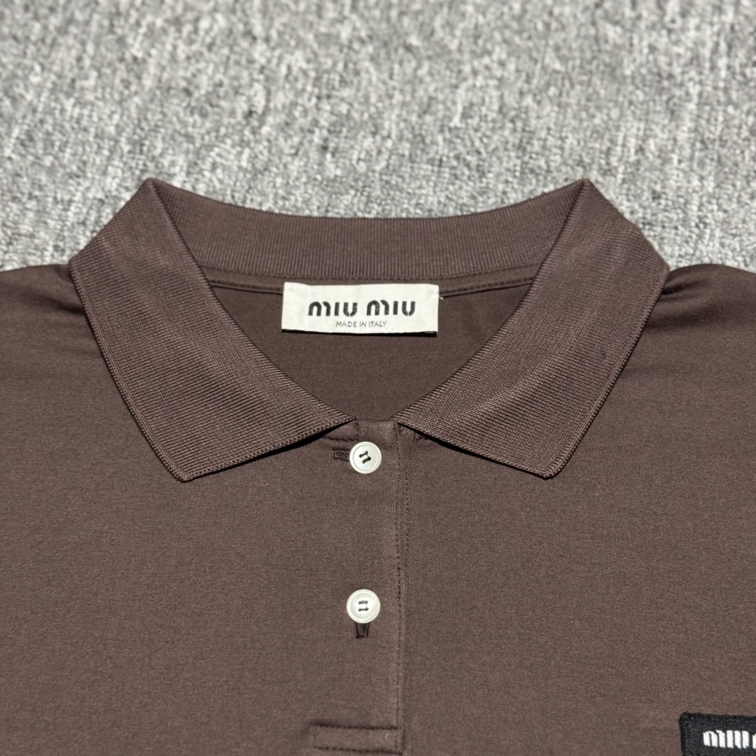 S# MiuMiu 缪缪 咖色假两件POLO长袖 真正原版购回开发打版 高端零售专供 品质保证 100%