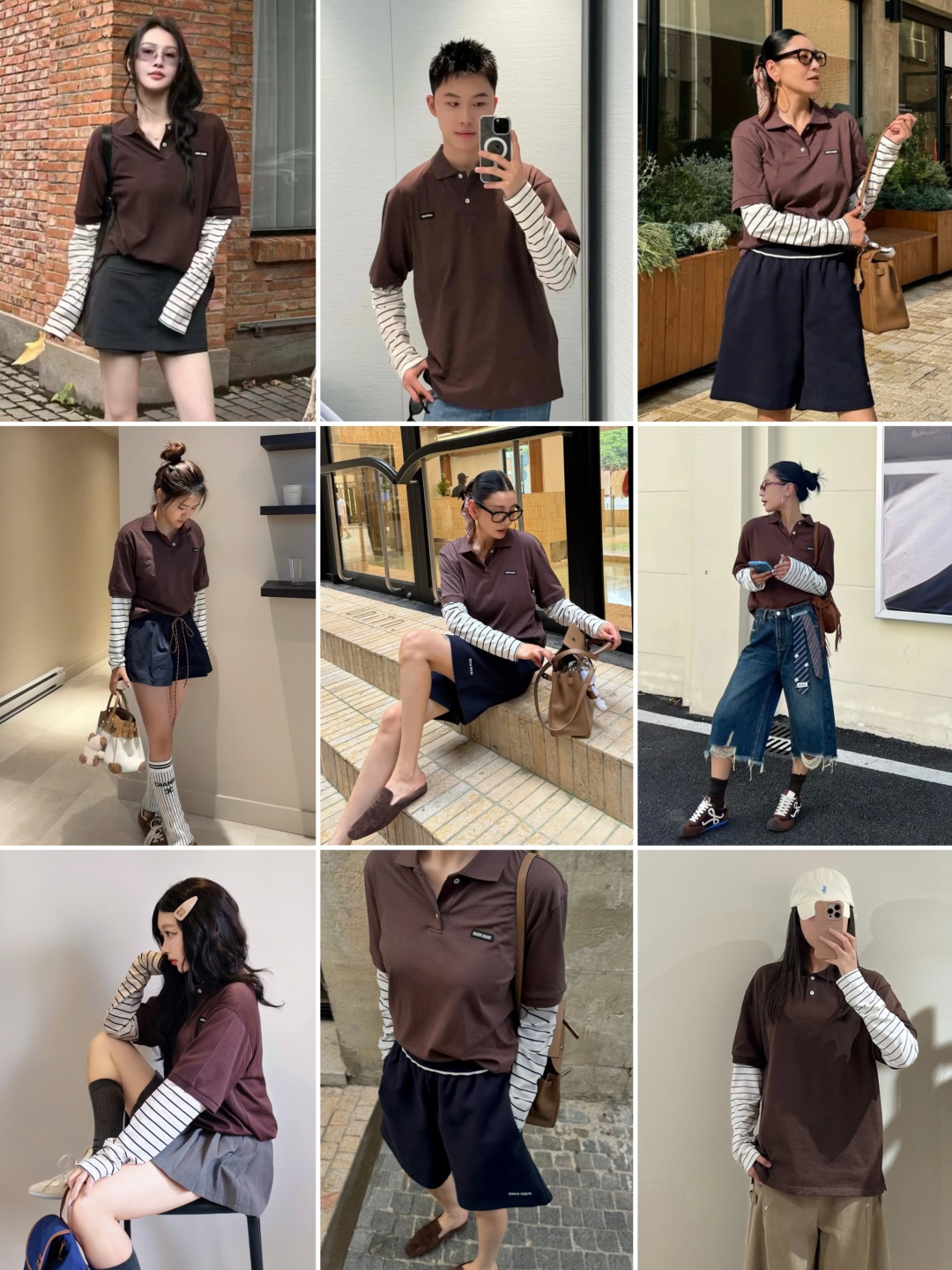 S# MiuMiu 缪缪 咖色假两件POLO长袖 真正原版购回开发打版 高端零售专供 品质保证 100%