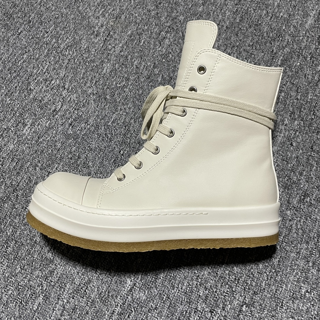 图片[5]-Rickowens 瑞克 欧文斯 厚底高街休闲板鞋 独家私模大底 定制头层牛皮 针车间距都是极致还原 一比一规格礼盒装 重达3斤以上 外加定制欧文斯保护盒 全套包装及配件 高端零售专供品质 区别市场货 纯手工打造 每一只都是独一无二 有手工质感的味道 尺码：36 37 38 39 40 41 42 43 44 45 46-选品中心