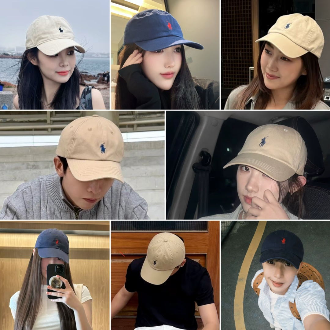 图片[7]-S# Ralph Lauren 拉夫劳伦 小马标 鸭舌帽 藏青/卡其 真正原版购回开发打版 高端零售专供 品质保证 100%放心出街 均码（52CM-62CM) 增礼佳品 ！附赠全套包装及定制手提袋 材质与工艺细节 主要材质 帽身： 采用高品质棉质帆（Cotton Twill）帆布材质紧密、硬挺有型，质感高级且耐磨 帽檐： 内部有内衬，采用轻质的聚合物板，使其能够轻松弯曲定形且不易折断，恢复性好 扣具： 金属按扣和棉质调节带，金属扣质感厚重，表面打磨光滑，刻有品牌Logo“Polo” 内里： 与头部接触的部分通常采用舒适吸汗的棉质或缎面材质，车线工整，不会有粗糙的线头 核心工艺细节： 刺绣工艺：清晰立体，标志性的Polo Player（马球手）Logo 或RL字母Logo 是核心，正品刺绣非常精致，针脚密集、均匀、饱满，图案边缘清晰锐利，无多余线头 色彩精准： 马球手的马鞍、马缰、球杆、衣服等不同部分的颜色区分清晰，即使是很小的细节也不会糊成一团 结构剪裁：帽身由6片面料拼接而成，拼接处的车线非常工整均匀，走线平直，弧度自然 定形工艺： 帽檐的弧度经过精心设计，既经典又现代。帽冠的弧线饱满，佩戴起来头型好看 重要鉴定点（真伪辨别） 假货（Fake）通常在以下细节上露出马脚 Logo刺绣 – 最重要的鉴定点 大货💯： 马球手Logo栩栩如生 马球杆： 球杆清晰可见，与手臂有区分 马腿： 至少能看到2-3条马腿的轮廓，线条分明 马鞍和马缰： 细节清晰，不会绣成一坨 整体比例： 马球手的身材比例协调，动作自然 市场版本❌： 刺绣粗糙、稀疏、扁平，马球杆可能看不清，马腿糊在一起，整体看起来呆板、畸形，充满廉价感 ！ 内部标签（Oxford Label） 真品材质： 通常是柔软的牛津布，质感好 印刷： 字体清晰、干净、粗细均匀“Ralph Lauren”字样精致-选品中心