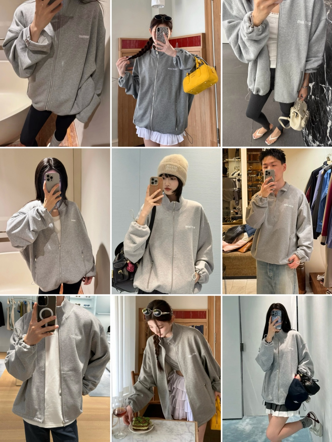 图片[7]-S# MiuMiu 缪缪 花灰色 抽绳立领外套 真正原版购回开发打版 高端零售专供 品质保证 100%放心出街 尺码：S M L XL-选品中心