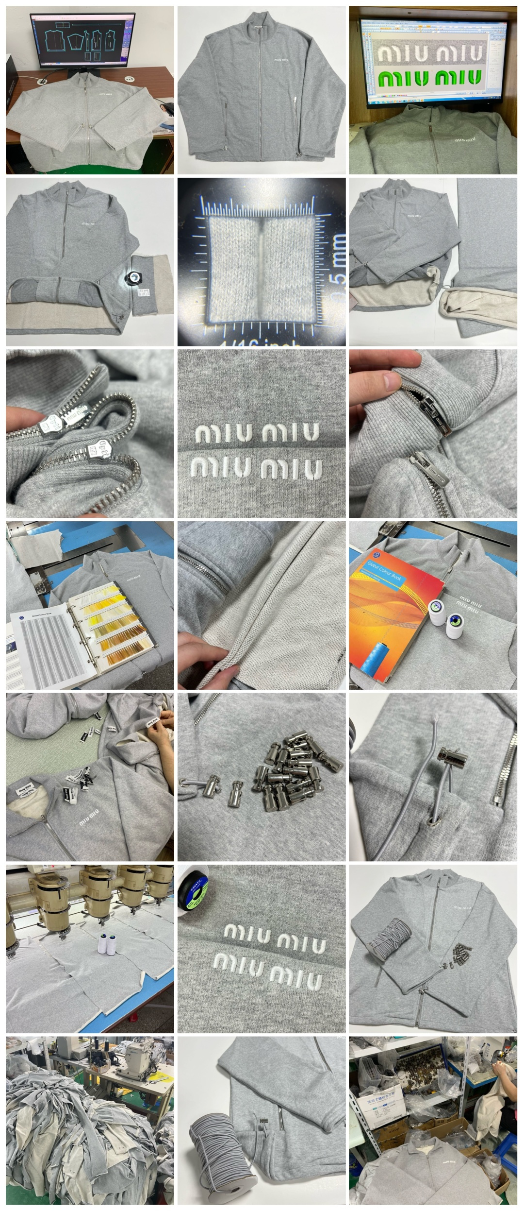 图片[9]-S# MiuMiu 缪缪 花灰色 抽绳立领外套 真正原版购回开发打版 高端零售专供 品质保证 100%放心出街 尺码：S M L XL-选品中心