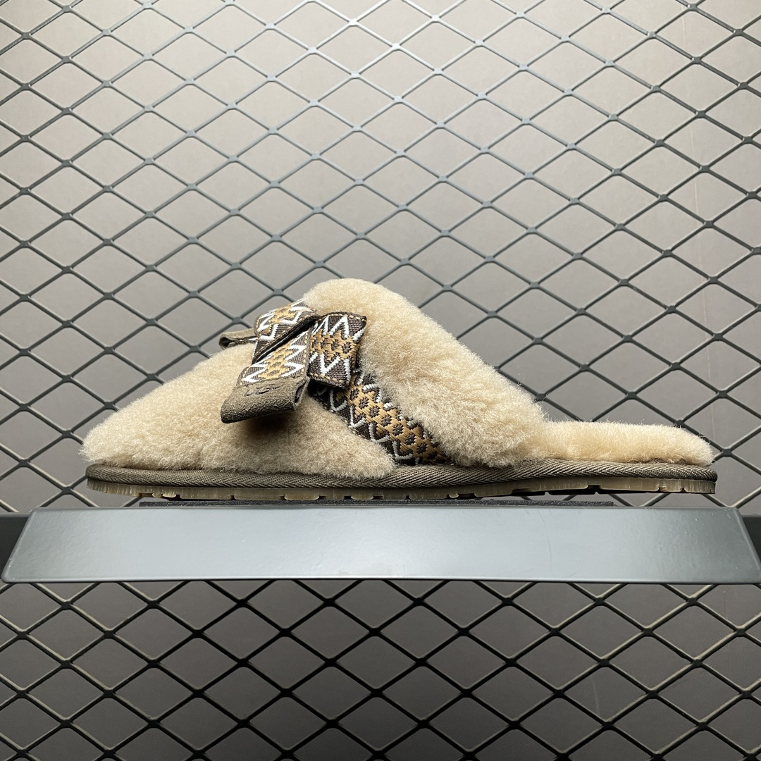 平台外贸专供 UGG 女子蝴蝶结半拖拖鞋 1158266 十年品牌制鞋代工厂生产线出品 注重每一处细节 隆丰A级真羊皮毛一体 完全遵循ZP工艺流程打造 尺码：35 36 37 38 39 40-选品中心