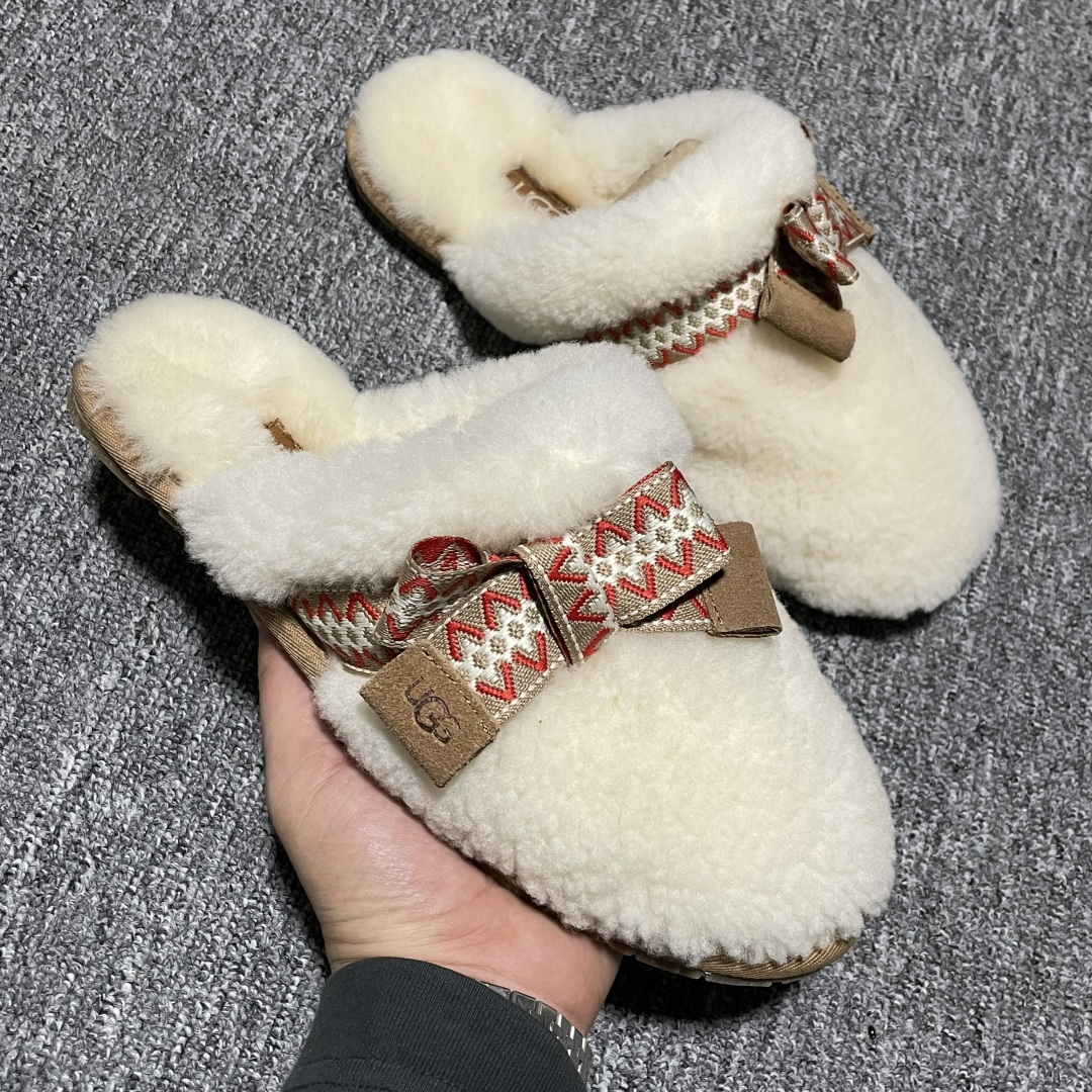 图片[6]-平台外贸专供 UGG 女子蝴蝶结半拖拖鞋 1158266 十年品牌制鞋代工厂生产线出品 注重每一处细节 隆丰A级真羊皮毛一体 完全遵循ZP工艺流程打造 尺码：35 36 37 38 39 40-选品中心