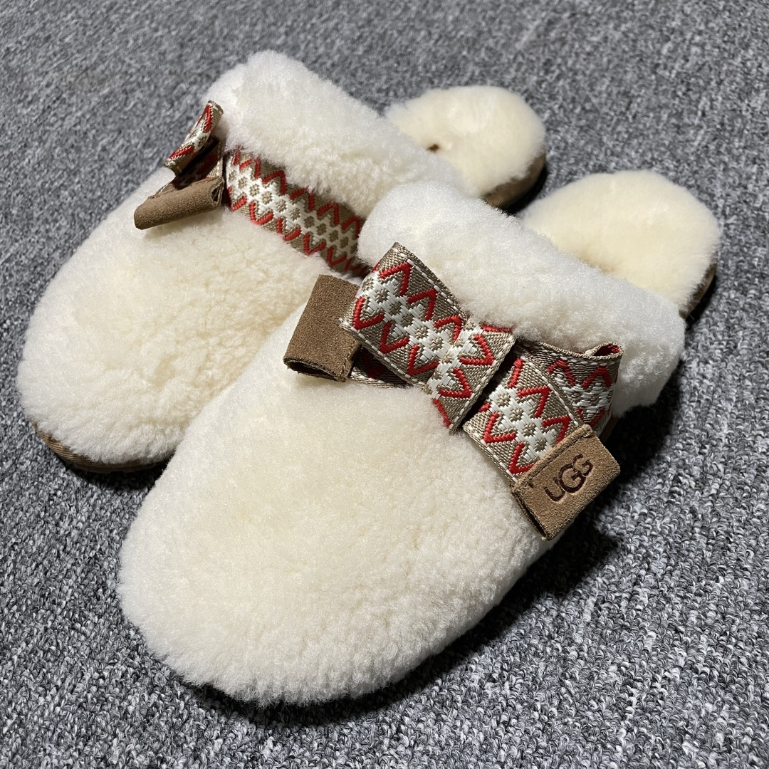 图片[4]-平台外贸专供 UGG 女子蝴蝶结半拖拖鞋 1158266 十年品牌制鞋代工厂生产线出品 注重每一处细节 隆丰A级真羊皮毛一体 完全遵循ZP工艺流程打造 尺码：35 36 37 38 39 40-选品中心