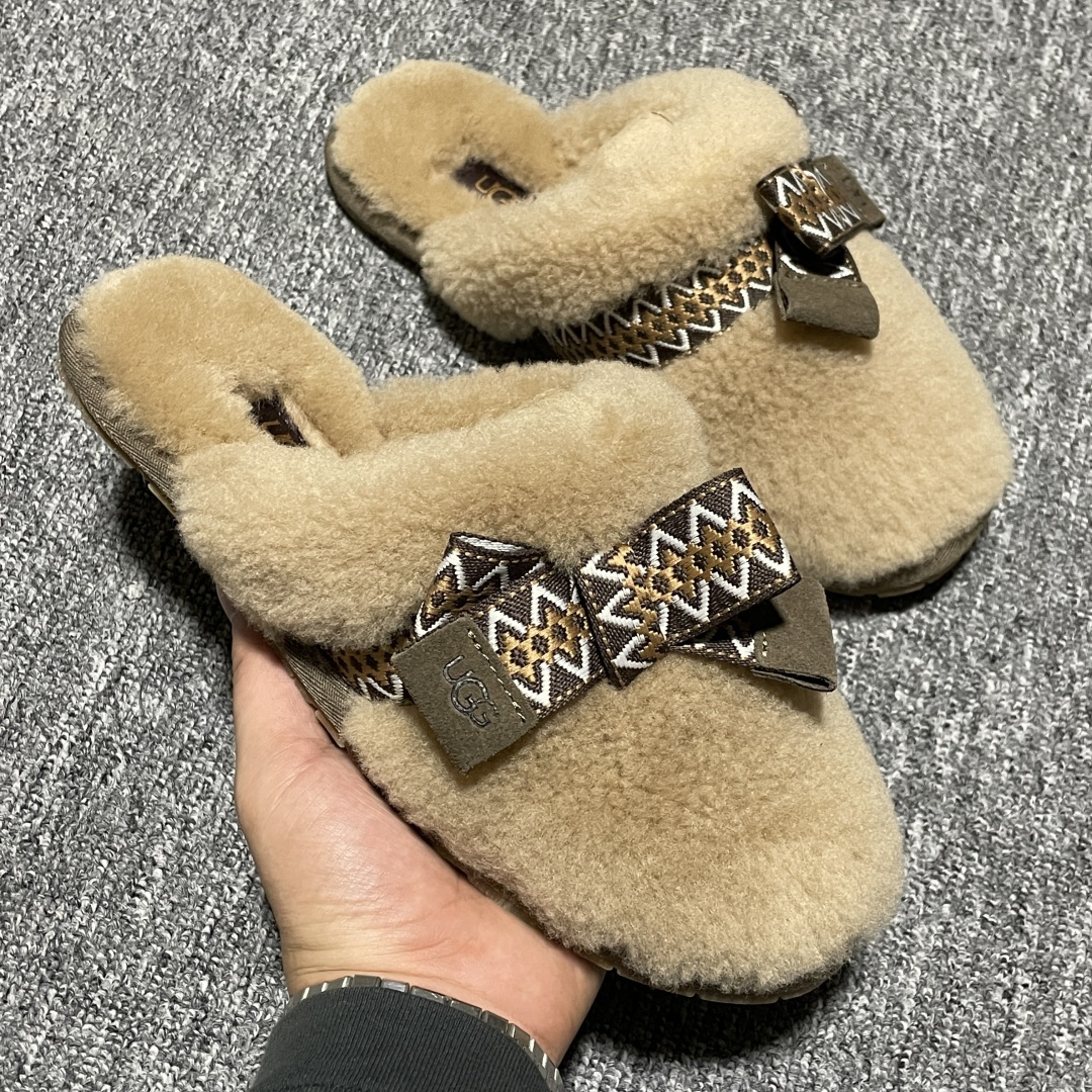 图片[6]-平台外贸专供 UGG 女子蝴蝶结半拖拖鞋 1158266 十年品牌制鞋代工厂生产线出品 注重每一处细节 隆丰A级真羊皮毛一体 完全遵循ZP工艺流程打造 尺码：35 36 37 38 39 40-选品中心