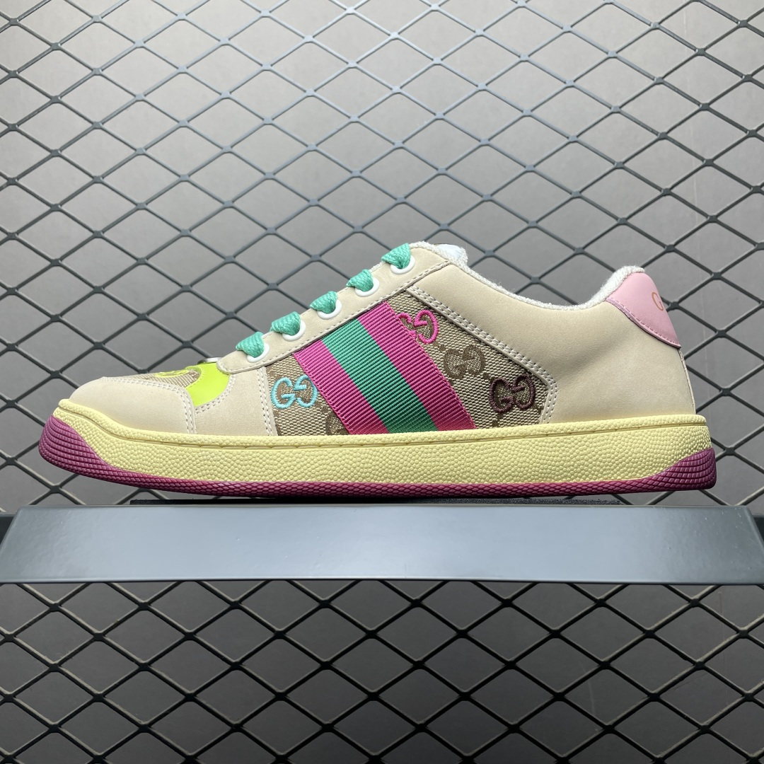 Gucci 古驰 Screener GG珐琅 复古老爹板鞋 海淘代购专供品质 正确楦型 正确固特异无胶走线工艺 配件齐全 进口皮料/原版毛巾内里 匠心打造 其用料及细节已争取最大限度还原公司正品 实拍如图 所见即所得 谨防混卖 尺码：35 36 37 38 39 40-选品中心