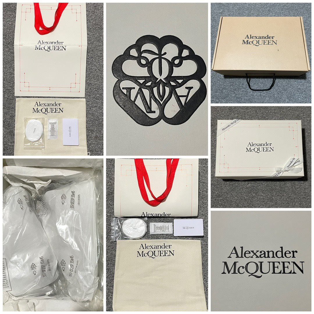 图片[8]-海淘专供版 Alexander McQueen 亚历山大麦昆 厚底增高小白鞋 原装购回原版开发 鞋底厚4.5cm 进口丝绸亚光原版水染羊皮内里 牛皮垫脚 回弹度到位 耐磨舒适 官方同步全套包装 外盒纸张、鞋盒工艺并赠送极品丝带 中底上所印一比一字体及字体颜色 中底颜色且中底钉了一圈一比一小钢钉（作用是小钉弯曲后可将中底与帮脚抓得更紧密）鞋盒贴标使用了高精密打印机，清晰与原版一样 赠送高硬度定制外包盒 认准实拍细节 以上所述所有细节可对比原鞋 尺码：35 36 37 38 39 40 41 42 43 44 45-选品中心
