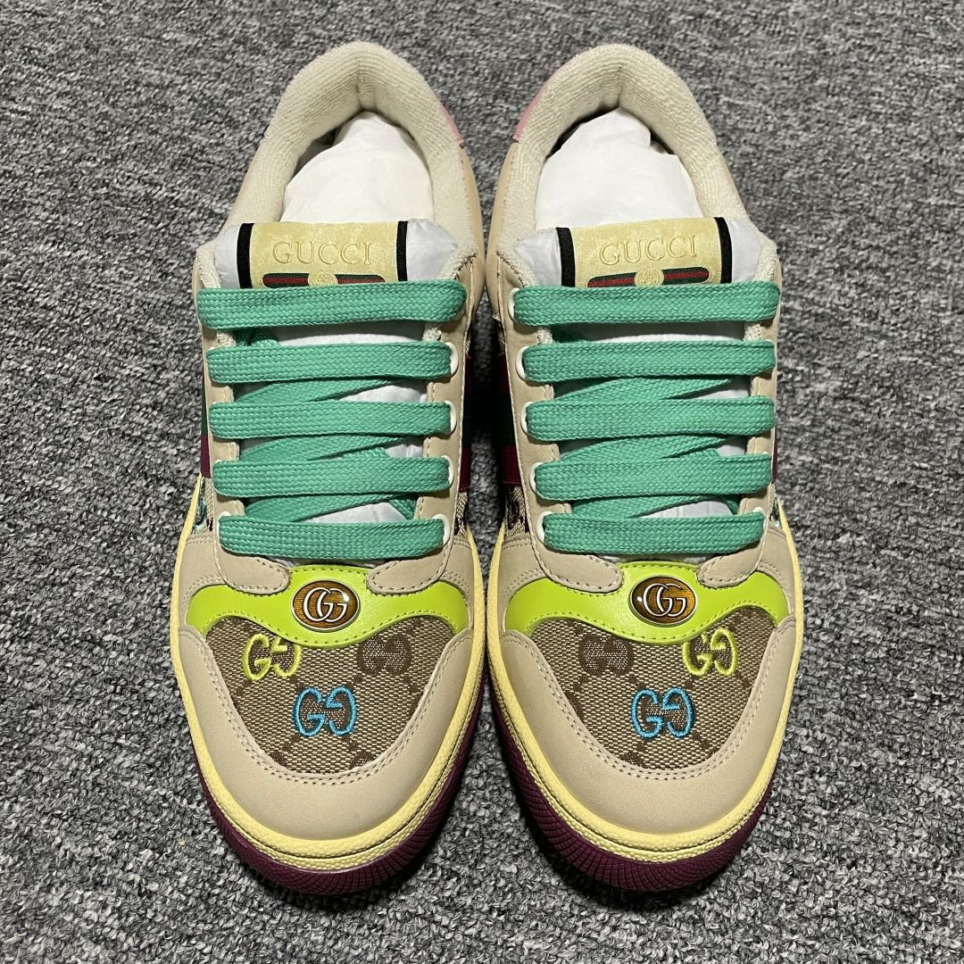 Gucci 古驰 Screener GG珐琅 复古老爹板鞋 海淘代购专供品质 正确楦型 正确固特异无胶走线工艺 配件齐全 进口皮料/原版毛巾内里 匠心打造 其用料及细节已争取最大限度还原公司正品 实拍如图 所见即所得 谨防混卖 尺码：35 36 37 38 39 40-选品中心