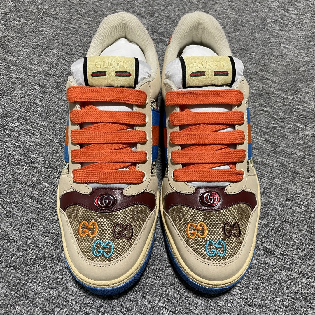 Gucci 古驰 Screener GG珐琅 复古老爹板鞋 海淘代购专供品质 正确楦型 正确固特异无胶走线工艺 配件齐全 进口皮料/原版毛巾内里 匠心打造 其用料及细节已争取最大限度还原公司正品 实拍如图 所见即所得 谨防混卖 尺码：39 40 41 42 43 44 45-选品中心