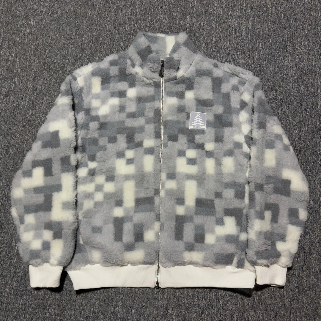 S# LV 马赛克羊羔毛外套 真正原版购回开发打版 高端零售专供 品质保证 100%放心出街 尺码：S 