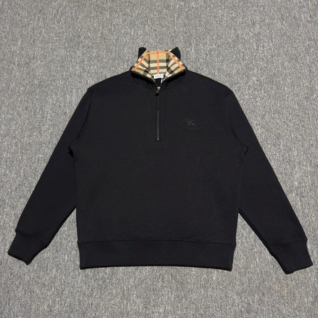 S# BBR 巴宝莉 羊毛格纹领 半拉链卫衣 真正原版购回开发打版 高端零售专供 品质保证 100%放心