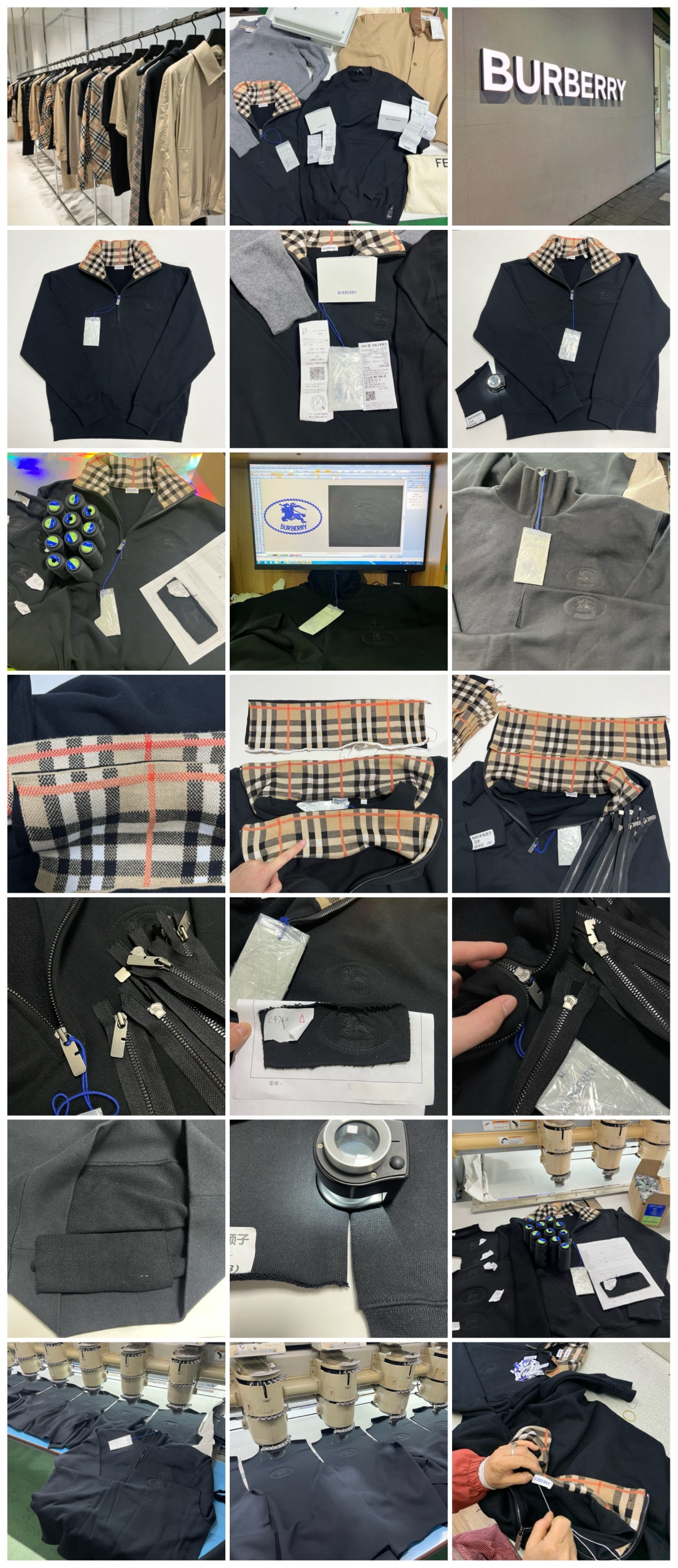 S# BBR 巴宝莉 羊毛格纹领 半拉链卫衣 真正原版购回开发打版 高端零售专供 品质保证 100%放心