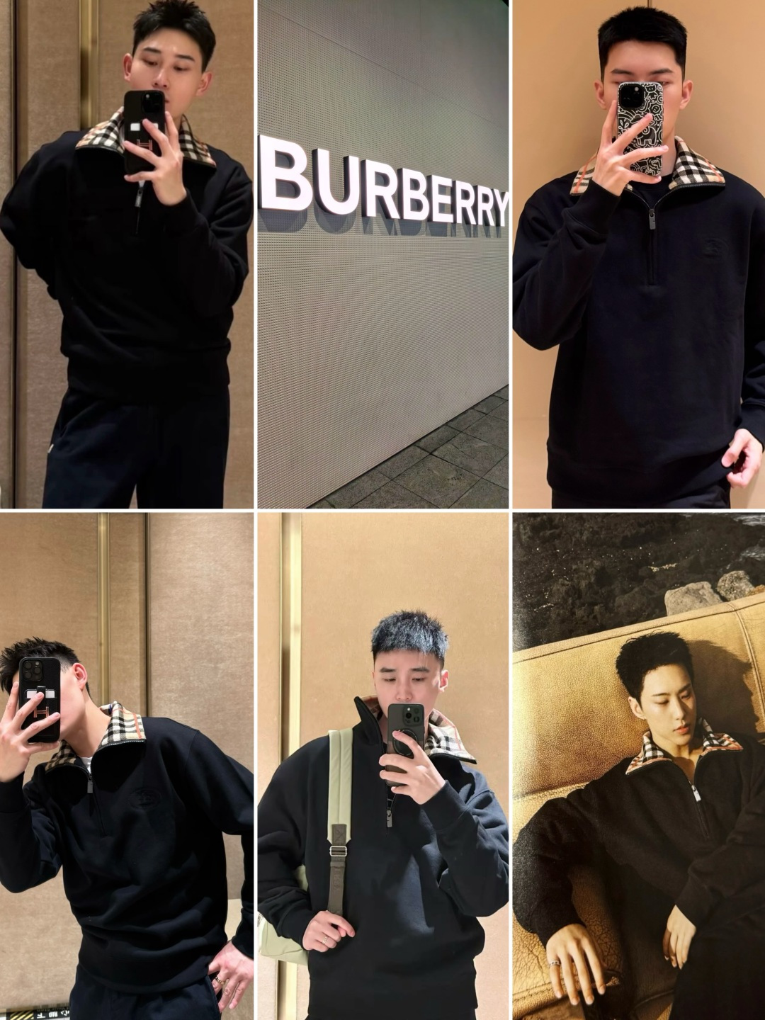 S# BBR 巴宝莉 羊毛格纹领 半拉链卫衣 真正原版购回开发打版 高端零售专供 品质保证 100%放心