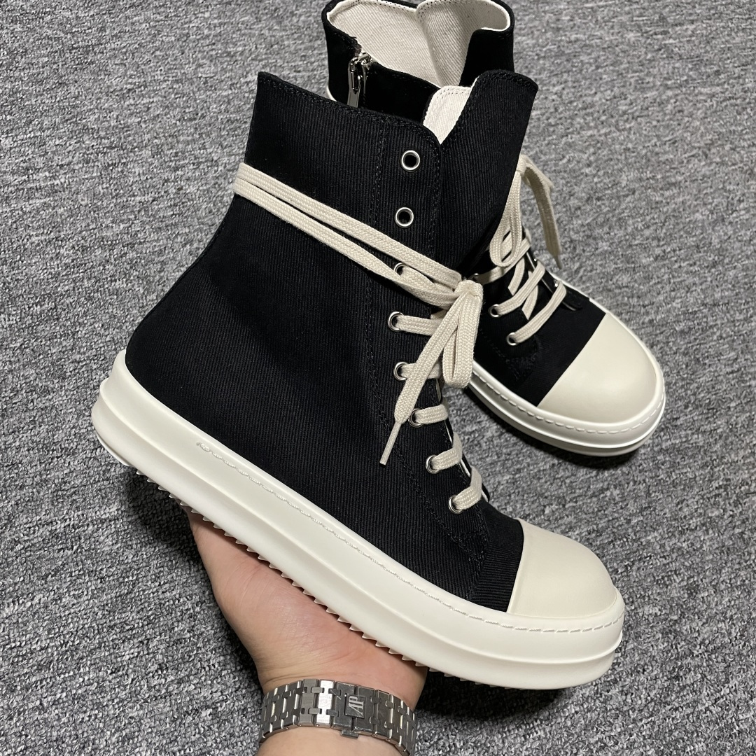 图片[6]-Rickowens 瑞克 欧文斯 高街 高帮帆布休闲板鞋 独家私模大底 定制头层牛皮 针车间距都是极致还原 一比一规格礼盒装 重达3斤以上 外加定制欧文斯保护盒 全套包装及配件 高端零售专供品质 区别市场货 纯手工打造 每一只都是独一无二 有手工质感的味道 尺码：36 37 38 39 40 41 42 43 44 45 46-选品中心