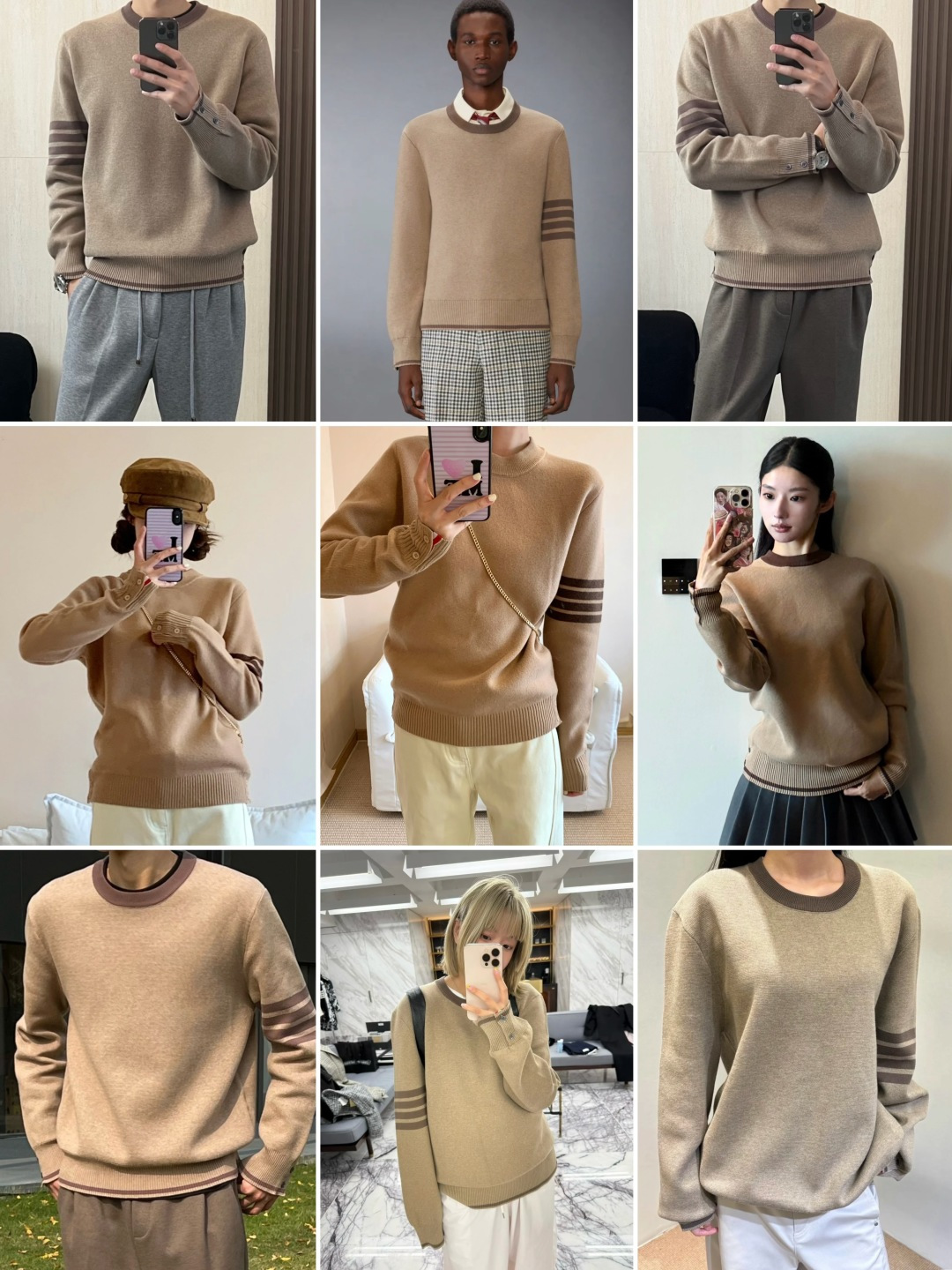 图片[7]-S# Thom Browne 汤姆布朗 老钱风 驼色针织圆领毛衣 真正原版购回开发打版 高端零售专供 品质保证 100%放心出街 尺码：1 2 3 4-选品中心