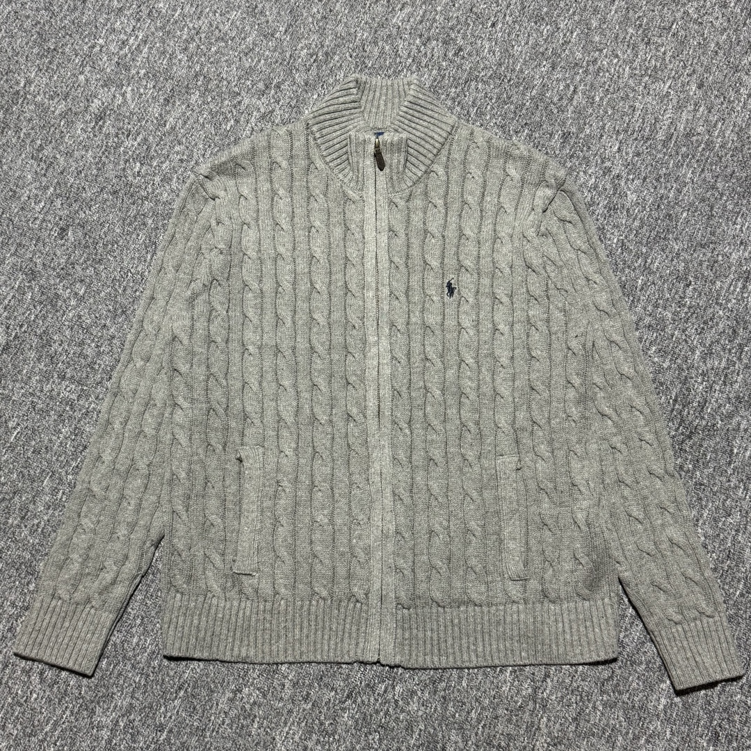 S# Ralph Lauren 拉夫劳伦 拉链插兜款 绞花针织长袖毛衣外套 高端零售专供 品质保证 100%放心出街 尺码：S M L XL-选品中心