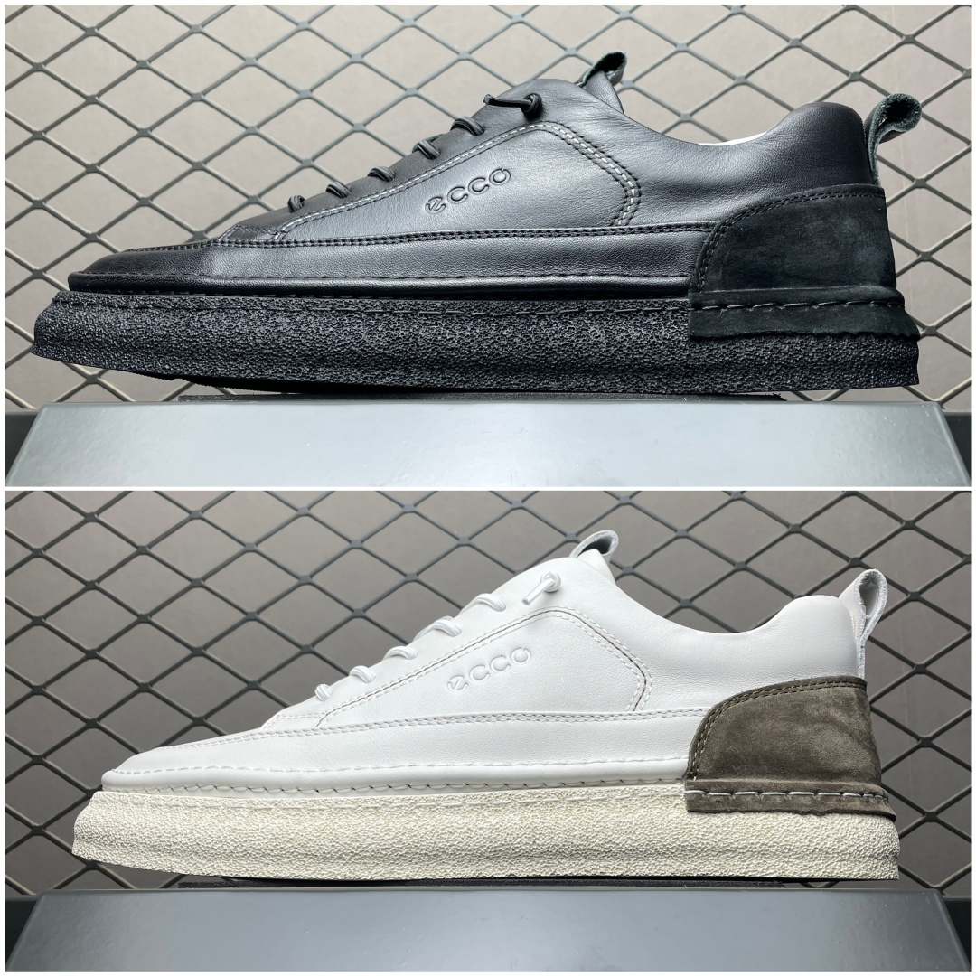ECCO 爱步 男士休闲鞋 简约时尚街头户外鞋 摒弃传统鞋面设计，舒适牛皮鞋面 手感细腻顺滑，纹理清晰 