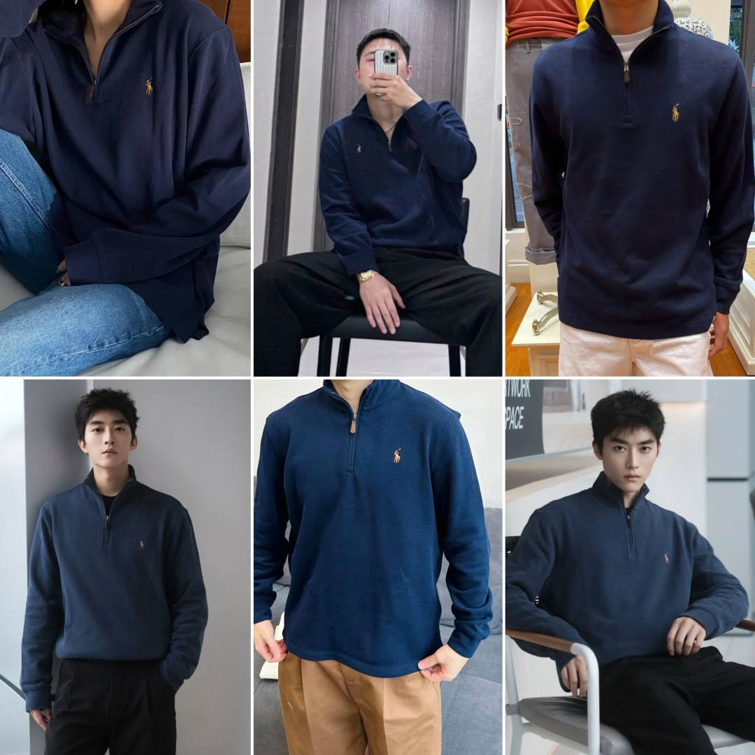 图片[7]-S# Ralph Lauren 拉夫劳伦 小马标 藏蓝色半拉链长袖 真正原版购回开发打板 高端零售专供 品质保证 100%放心出街 尺码：VS S M L-选品中心