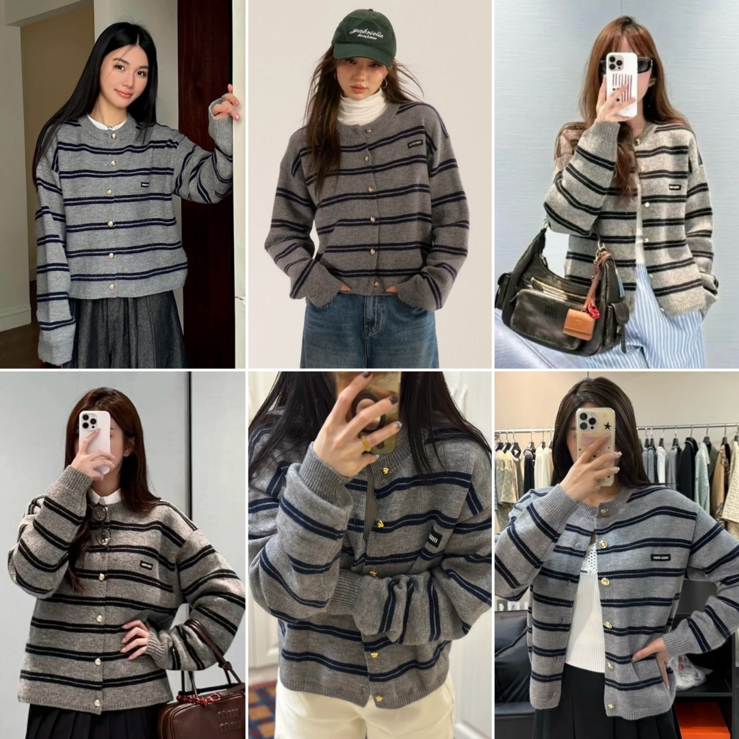 图片[7]-S# MiuMiu 缪缪 山羊绒条纹开衫毛衣 真正原版购回开发打版 高端零售专供 品质保证 100%放心出街 尺码：38 40 42 44-选品中心