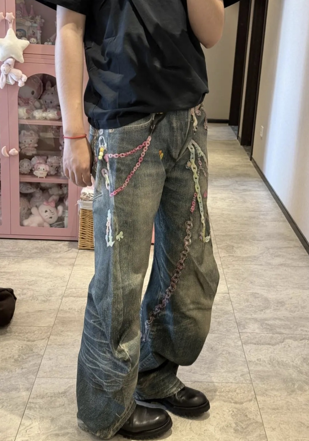 精选网络上身效果图 S# Acne Studios 25FW 糖果链条印花牛仔裤 真正原版购回开发打版 高端零售专供 品质保证 100%放心出街