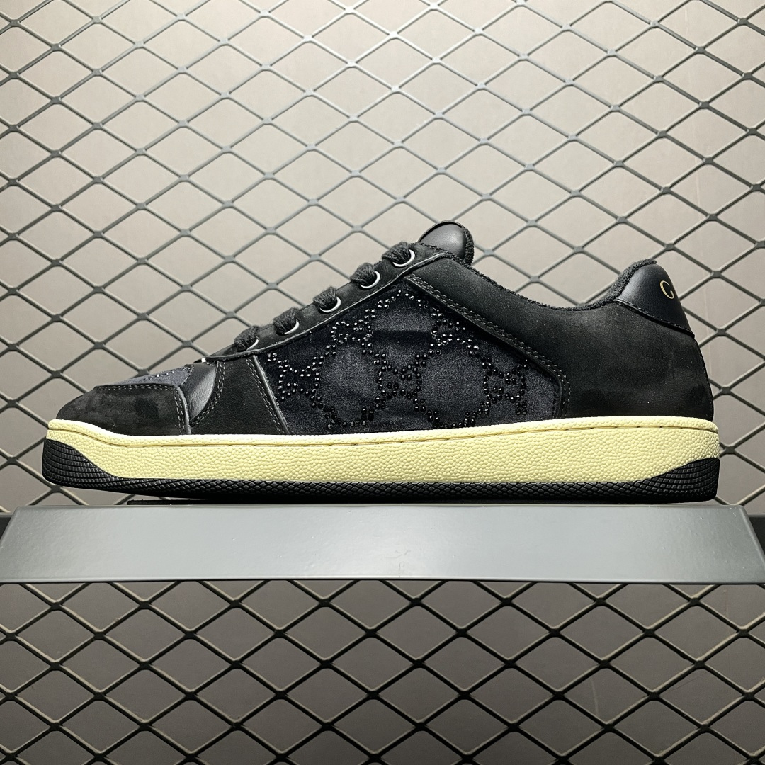 💰380  Gucci 古驰 Screener GG珐琅 复古老爹板鞋 海淘代购专供品质 正确楦型 正确固特异无胶走线工艺 配件齐全 进口皮料/原版毛巾内里 匠心打造 其用料及细节已争取最大限度还原公司正品 实拍如图 所见即所得 谨防混卖 尺码：35 36 37 38 39 40 编号：43PGHH38