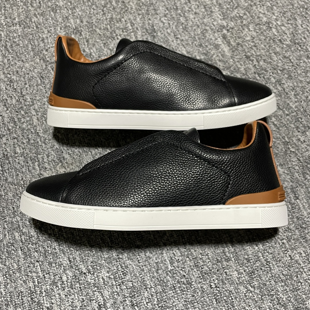 纯原 Zegna 杰尼亚 Triple Stitch 老钱风 圆头平底 低帮休闲板鞋 海淘代购充Z品质 