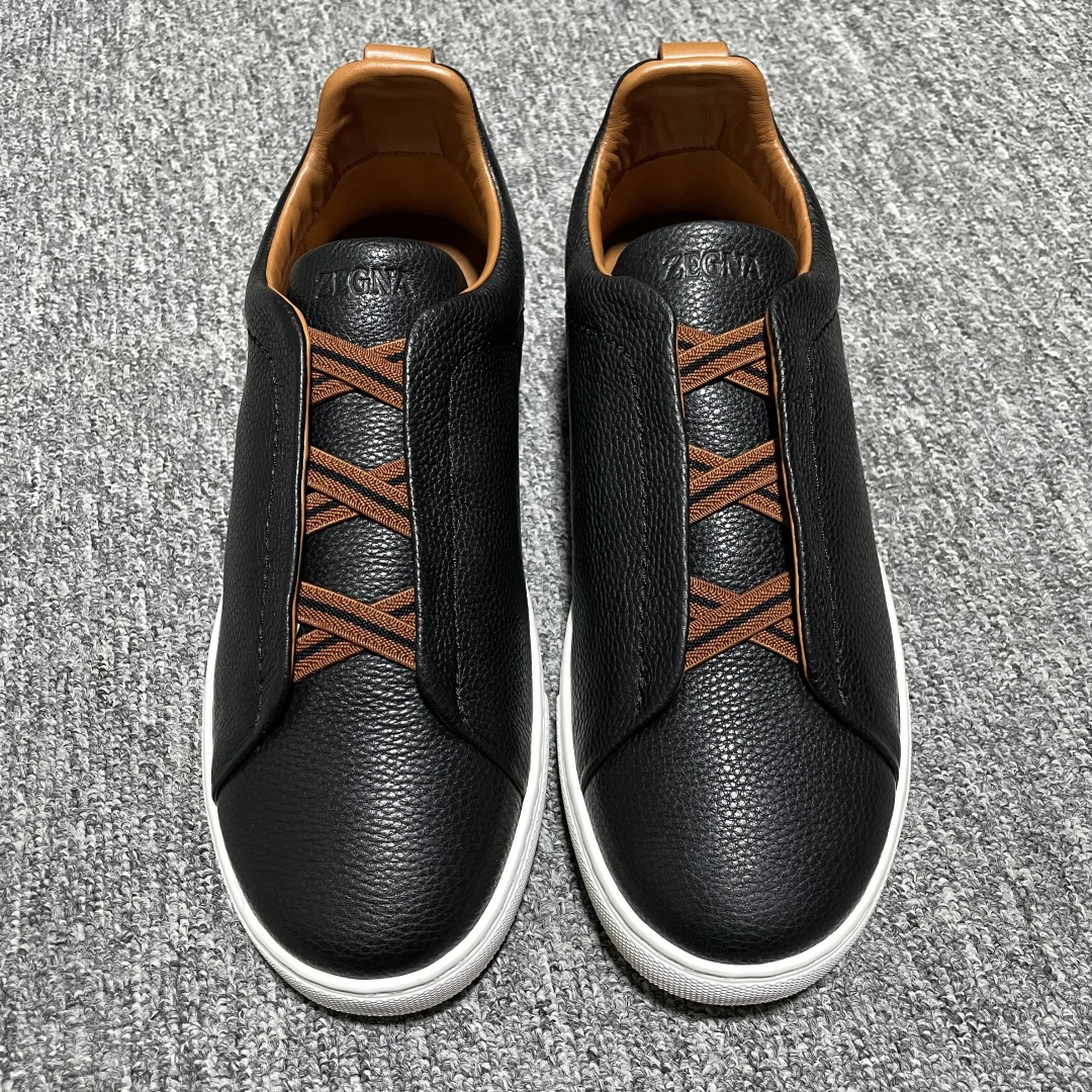 纯原 Zegna 杰尼亚 Triple Stitch 老钱风 圆头平底 低帮休闲板鞋 海淘代购充Z品质 