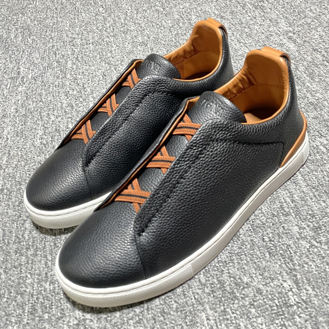 纯原 Zegna 杰尼亚 Triple Stitch 老钱风 圆头平底 低帮休闲板鞋 海淘代购充Z品质 