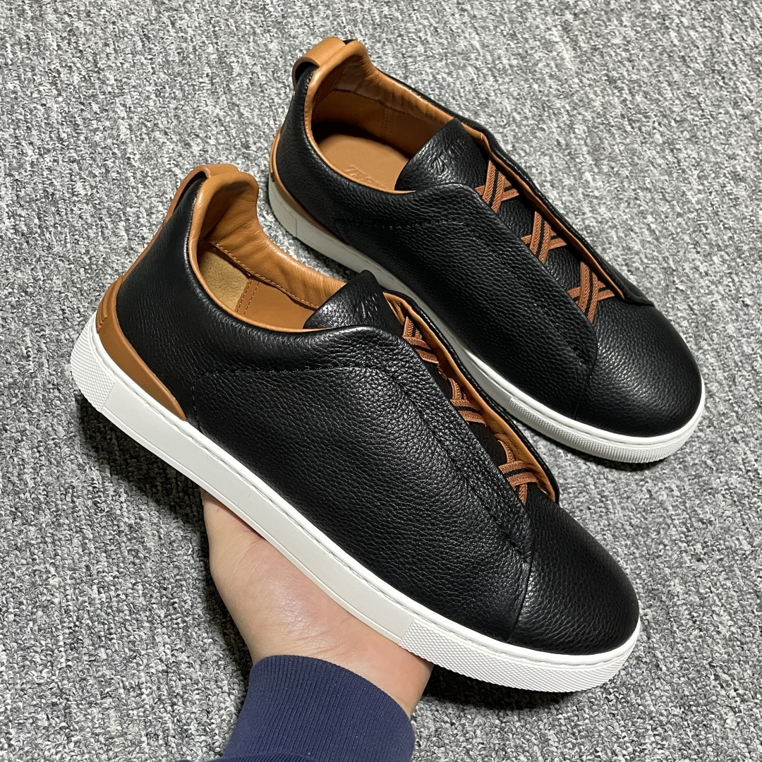 纯原 Zegna 杰尼亚 Triple Stitch 老钱风 圆头平底 低帮休闲板鞋 海淘代购充Z品质 