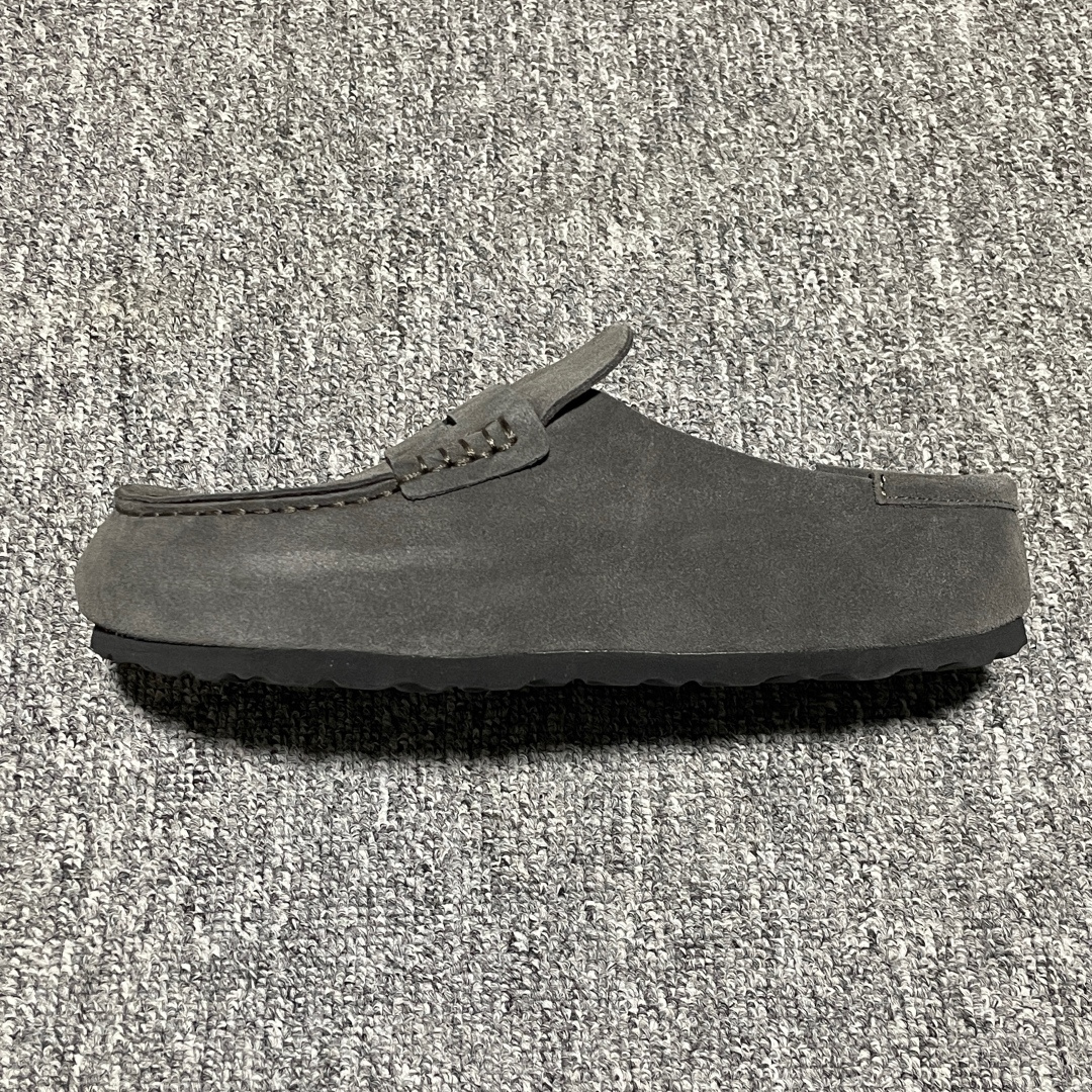 Birkenstock 博肯 Naples Wrapped 老钱风 深灰 穆勒系列包头乐福牛皮绒面革复古