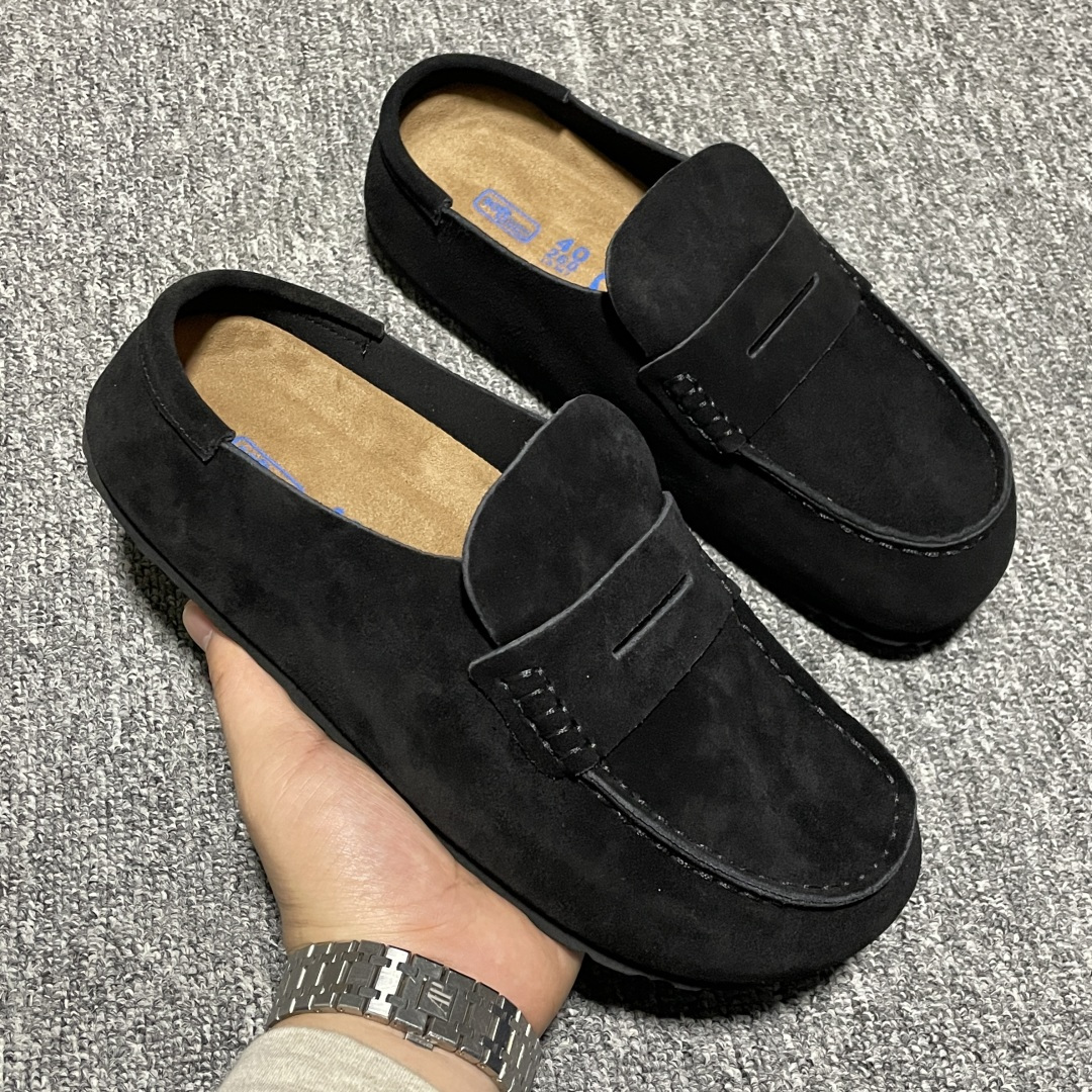 Birkenstock 博肯 Naples Wrapped 老钱风 黑色 穆勒系列包头乐福牛皮绒面革复古